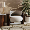 Porter Armchair | Speckled Stone Sustainable Boucle & Walnut