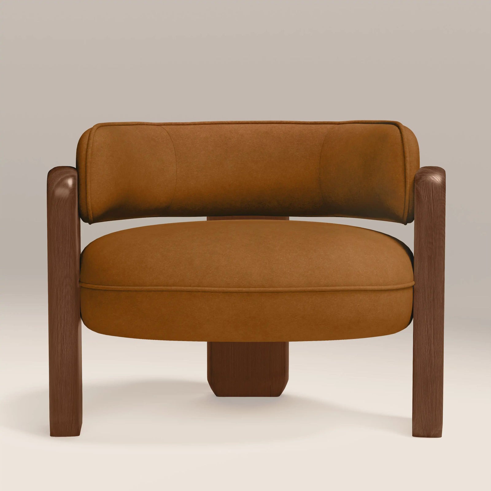 Porter Armchair | Caramel Brown Sustainable Mohair Velvet & Walnut
