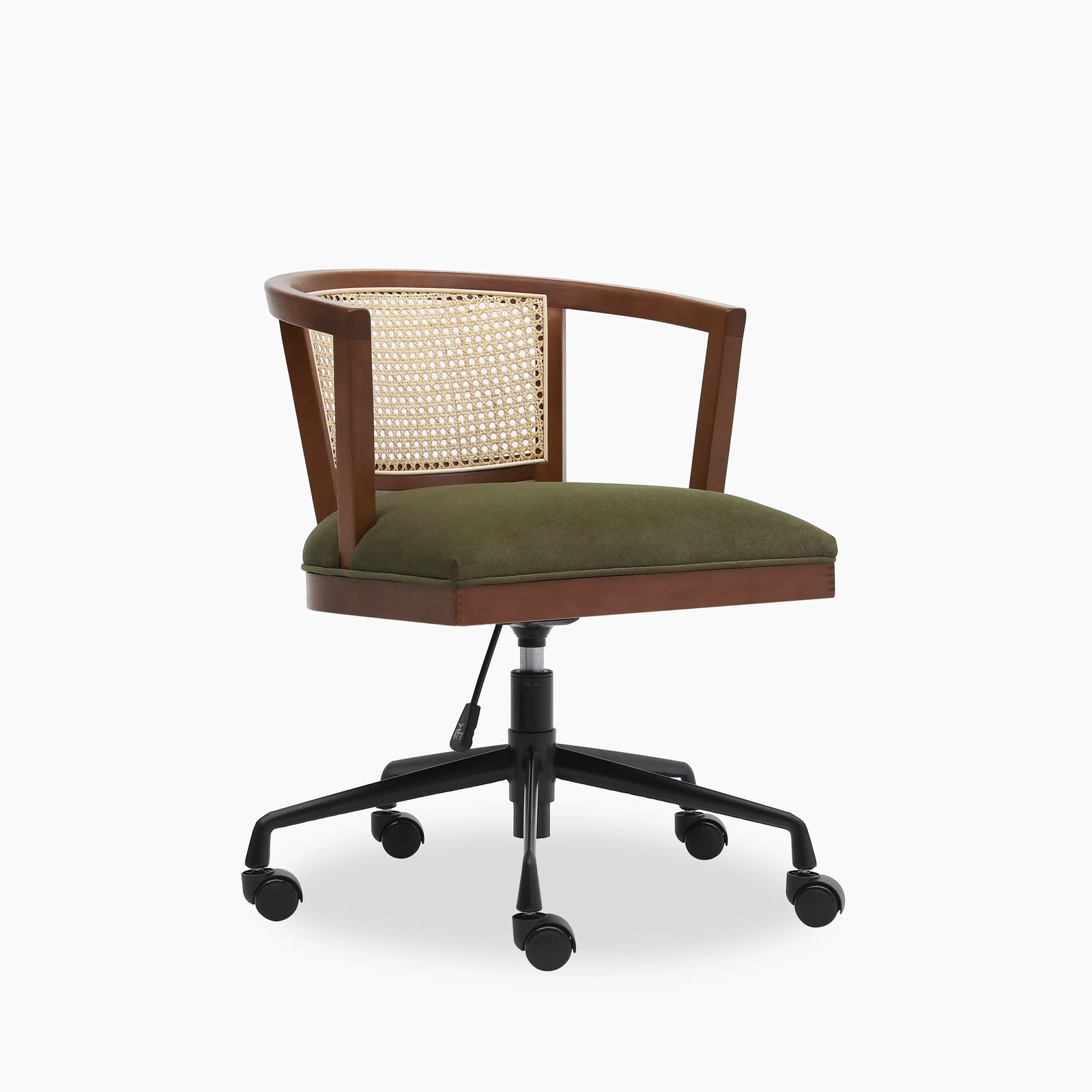 Lana Office Chair | Moss Green Sustainable Mohair Velvet & Walnut
