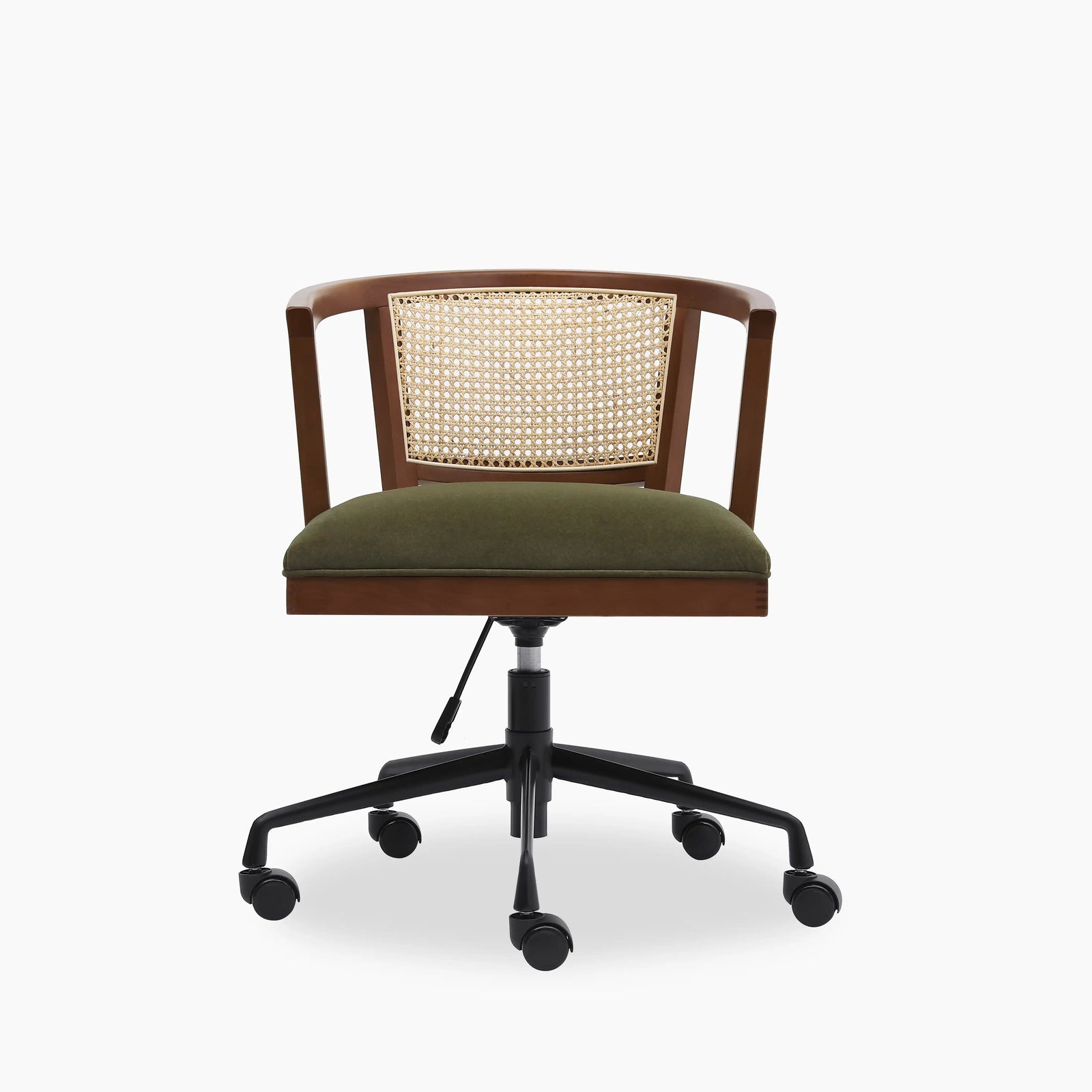 Lana Office Chair | Moss Green Sustainable Mohair Velvet & Walnut