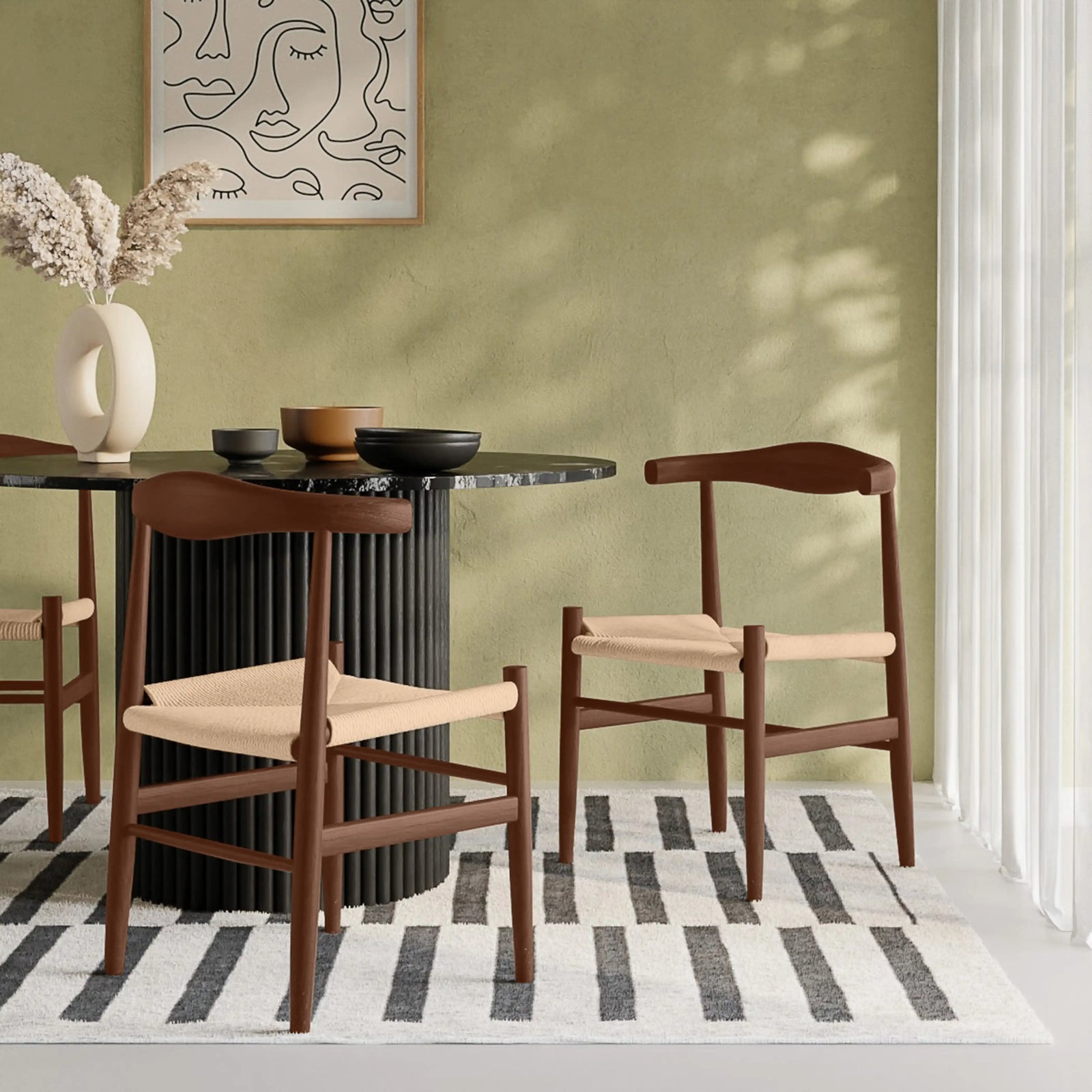 Wish Wooden Dining Chair | Natural Weave & Walnut