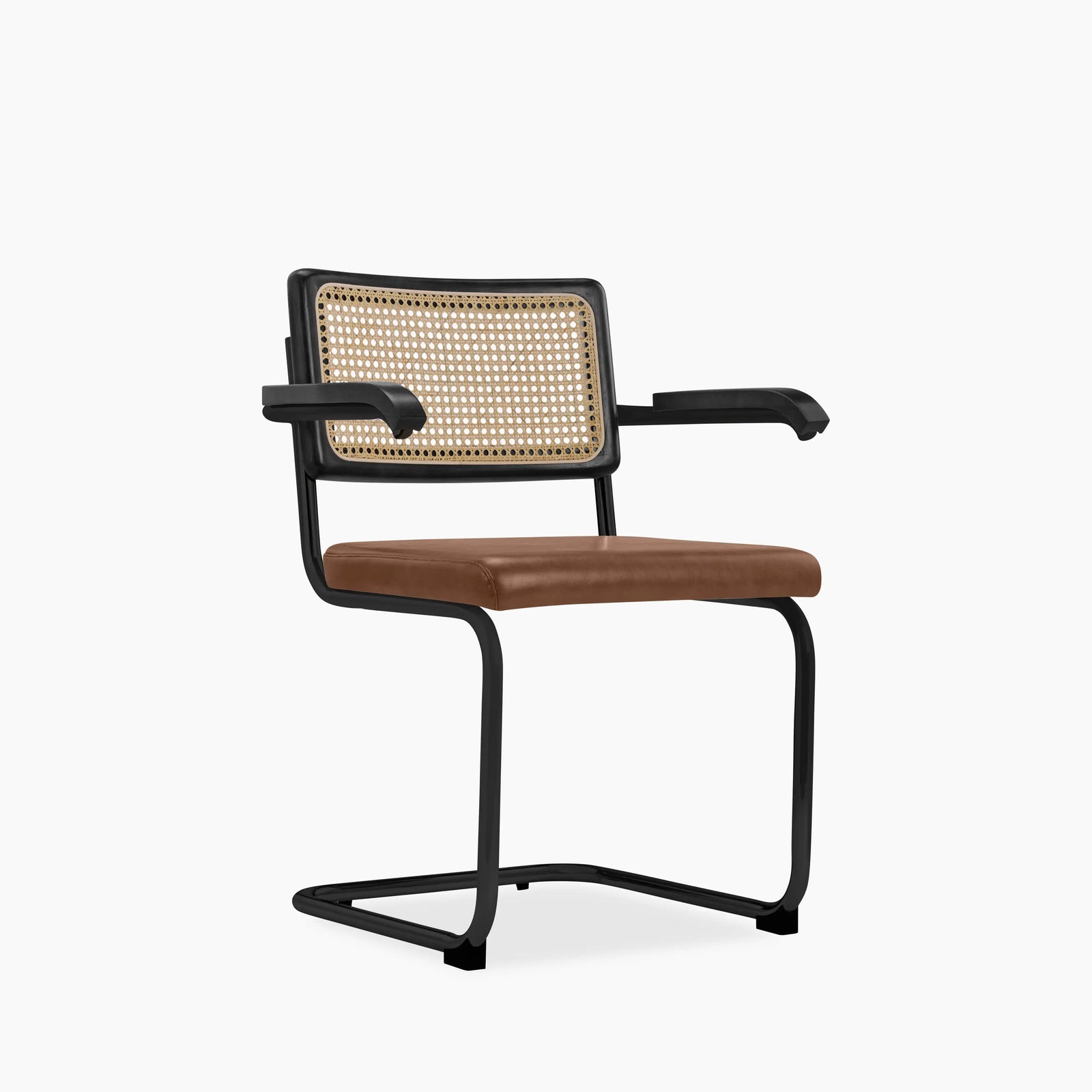 Kenton Carver Dining Chair | Vintage Tan Faux Leather & Black