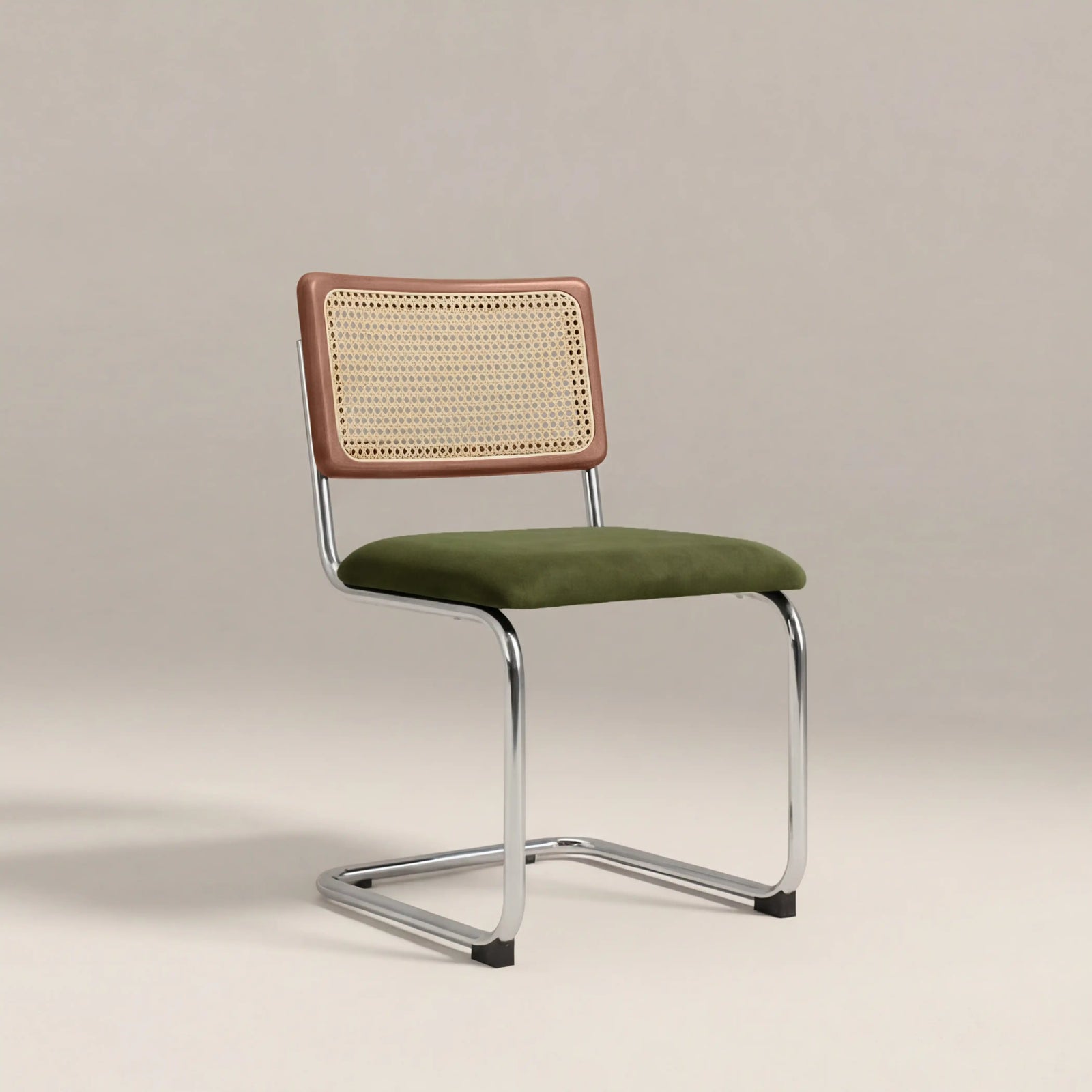 Kenton Dining Chair | Olive Green Sustainable Velvet & Chrome