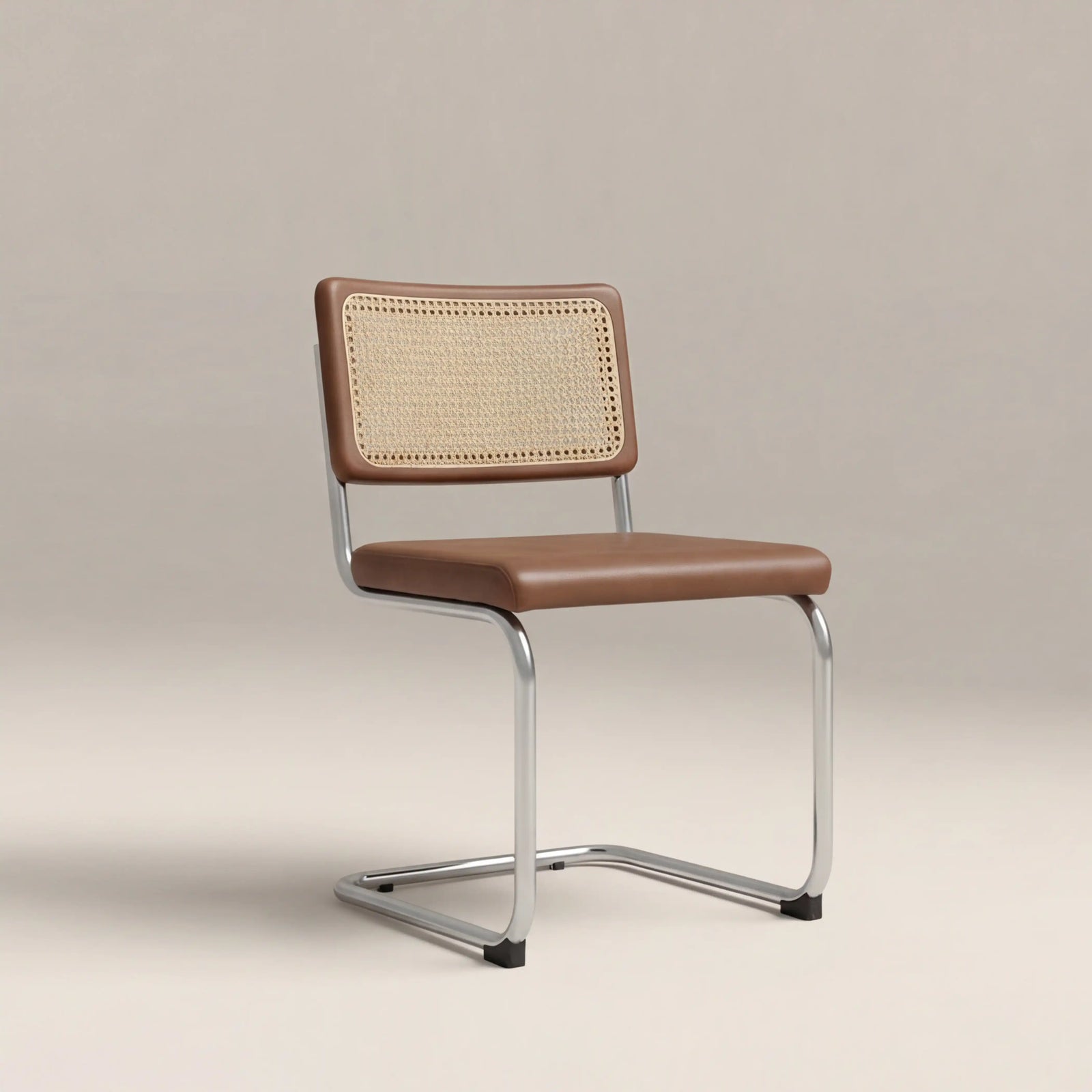 Kenton Dining Chair | Vintage Tan Faux Leather & Chrome