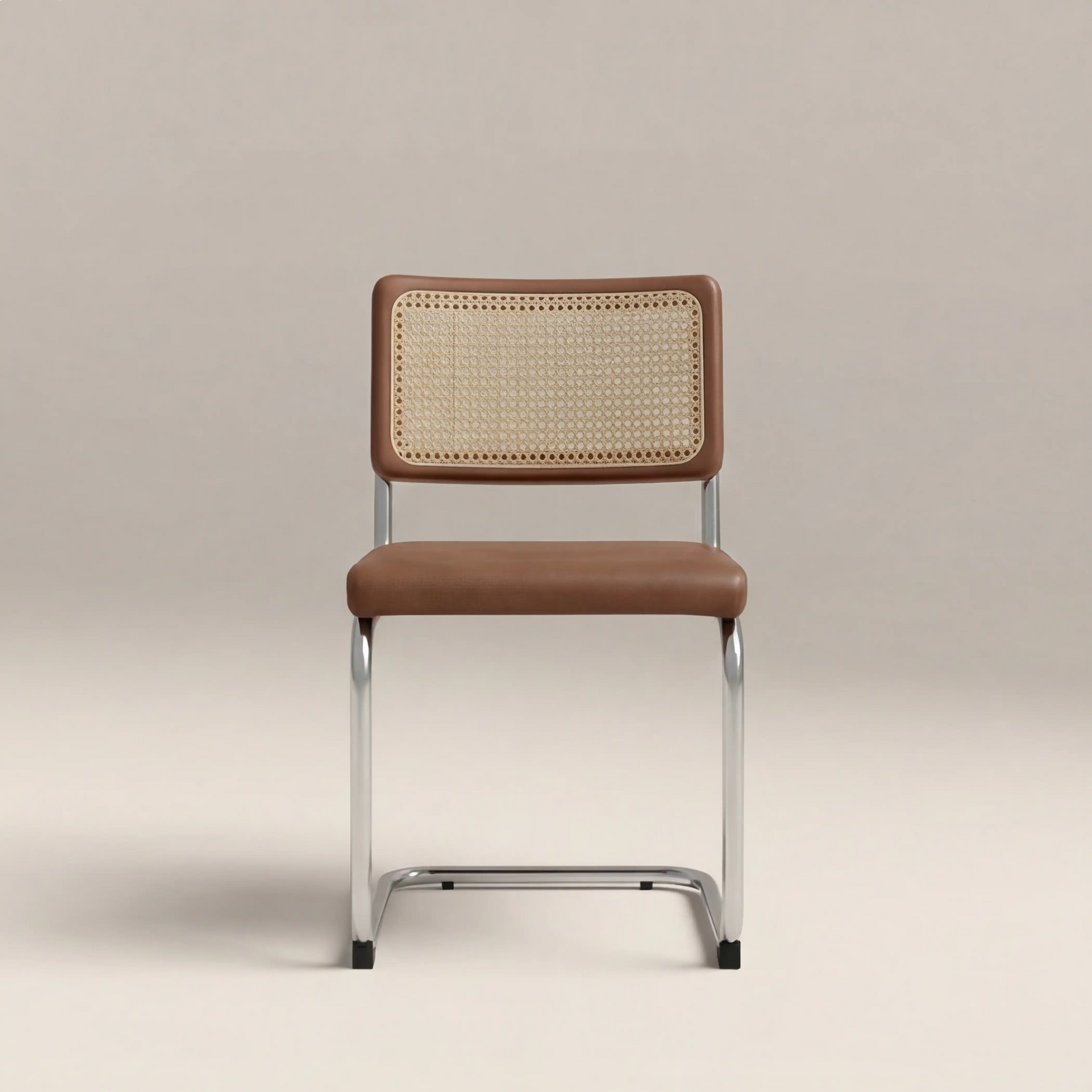 Kenton Dining Chair | Vintage Tan Faux Leather & Chrome