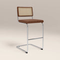 Kenton Bar Stool | Vintage Tan Faux Leather & Chrome