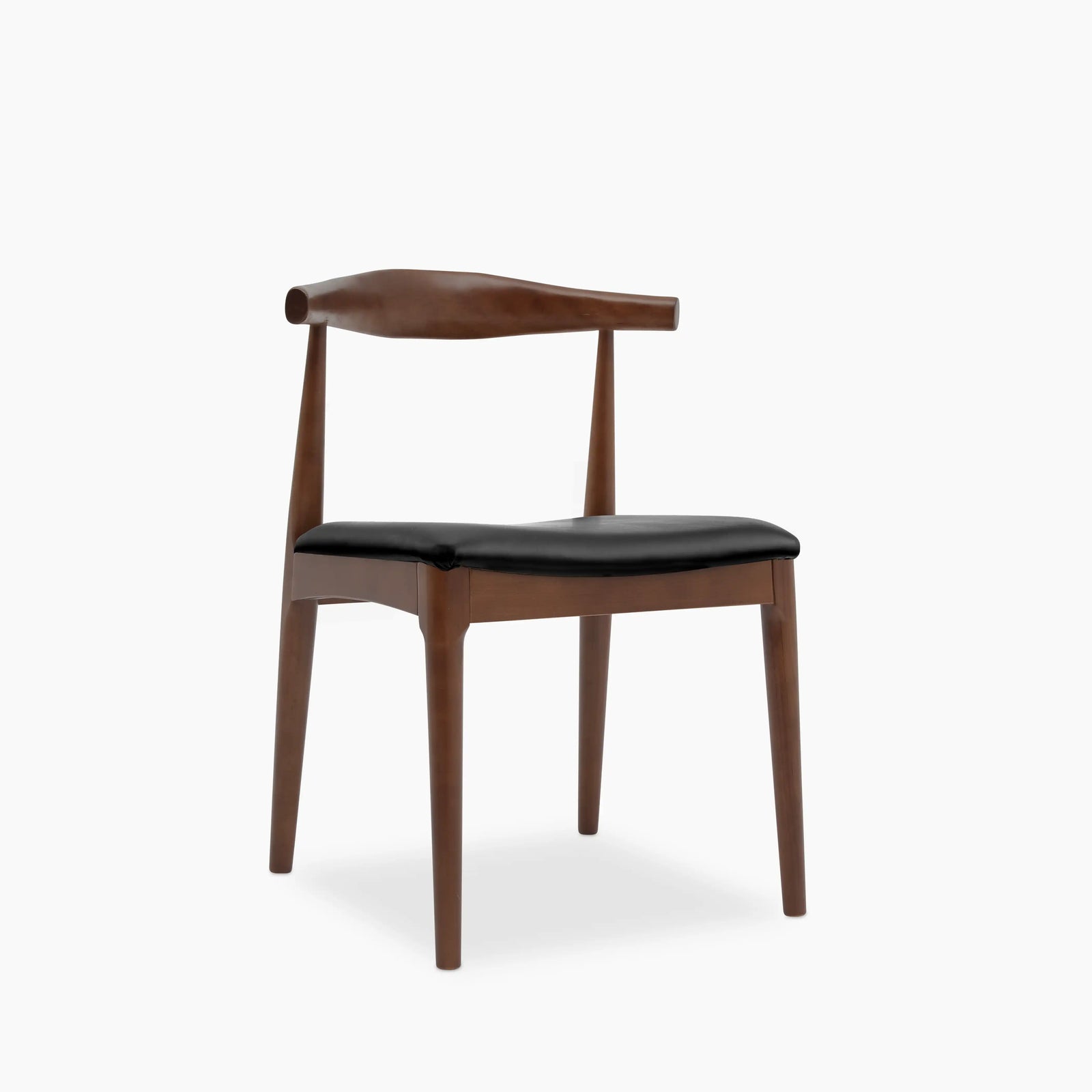 Aalborg Wooden Dining Chair | Noir Black Faux Leather & Walnut