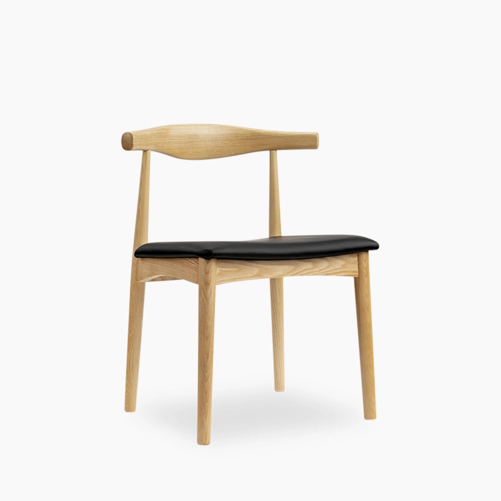 Aalborg Wooden Dining Chair | Vintage Black Faux Leather & Natural