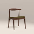 Aalborg Wooden Dining Chair | Moss Green Sustainable Mohair Velvet & Walnut