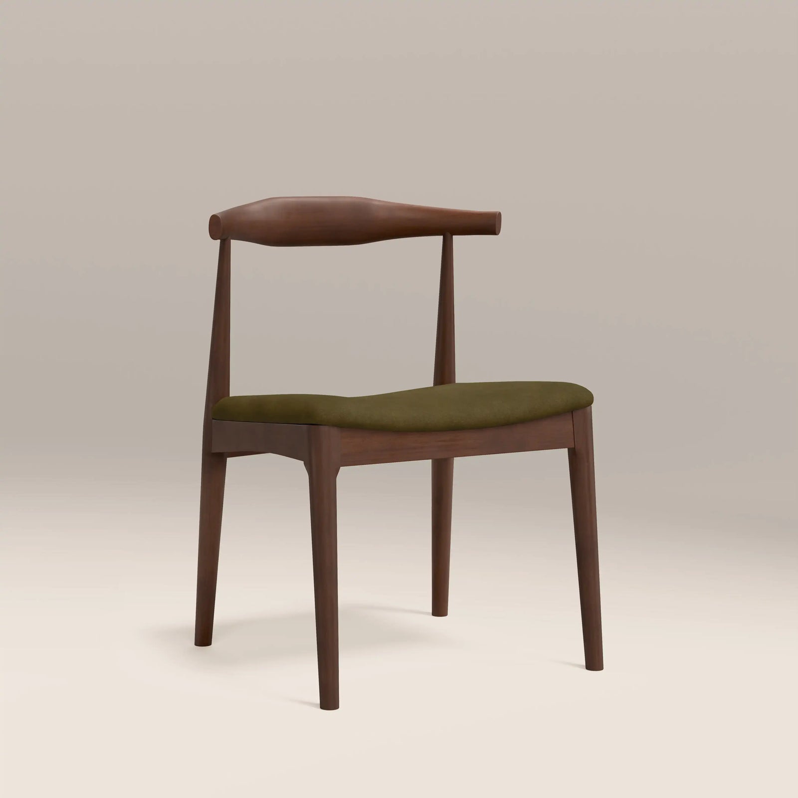 Aalborg Wooden Dining Chair | Moss Green Sustainable Mohair Velvet & Walnut