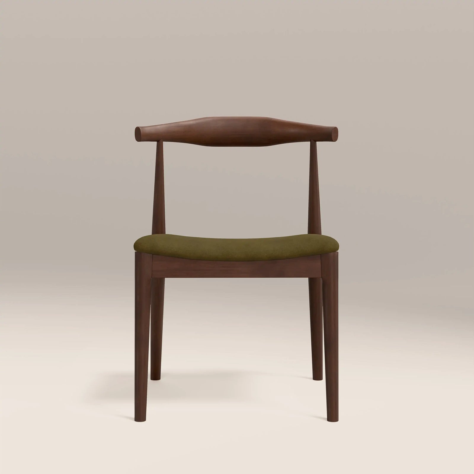 Aalborg Wooden Dining Chair | Moss Green Sustainable Mohair Velvet & Walnut