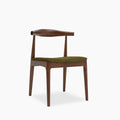 Aalborg Wooden Dining Chair | Moss Green Sustainable Mohair Velvet & Walnut