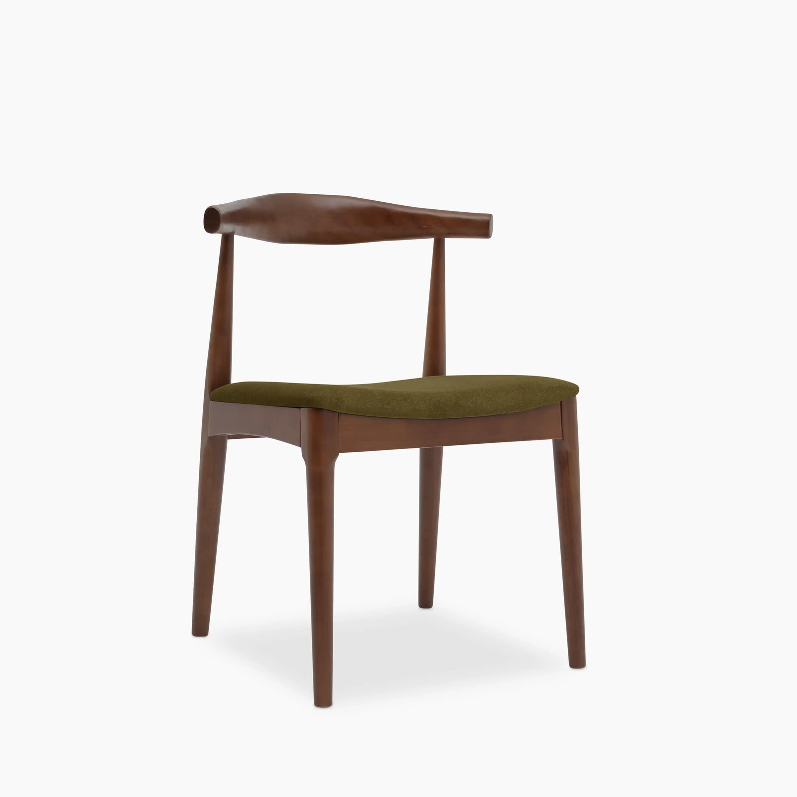 Aalborg Wooden Dining Chair | Moss Green Sustainable Mohair Velvet & Walnut