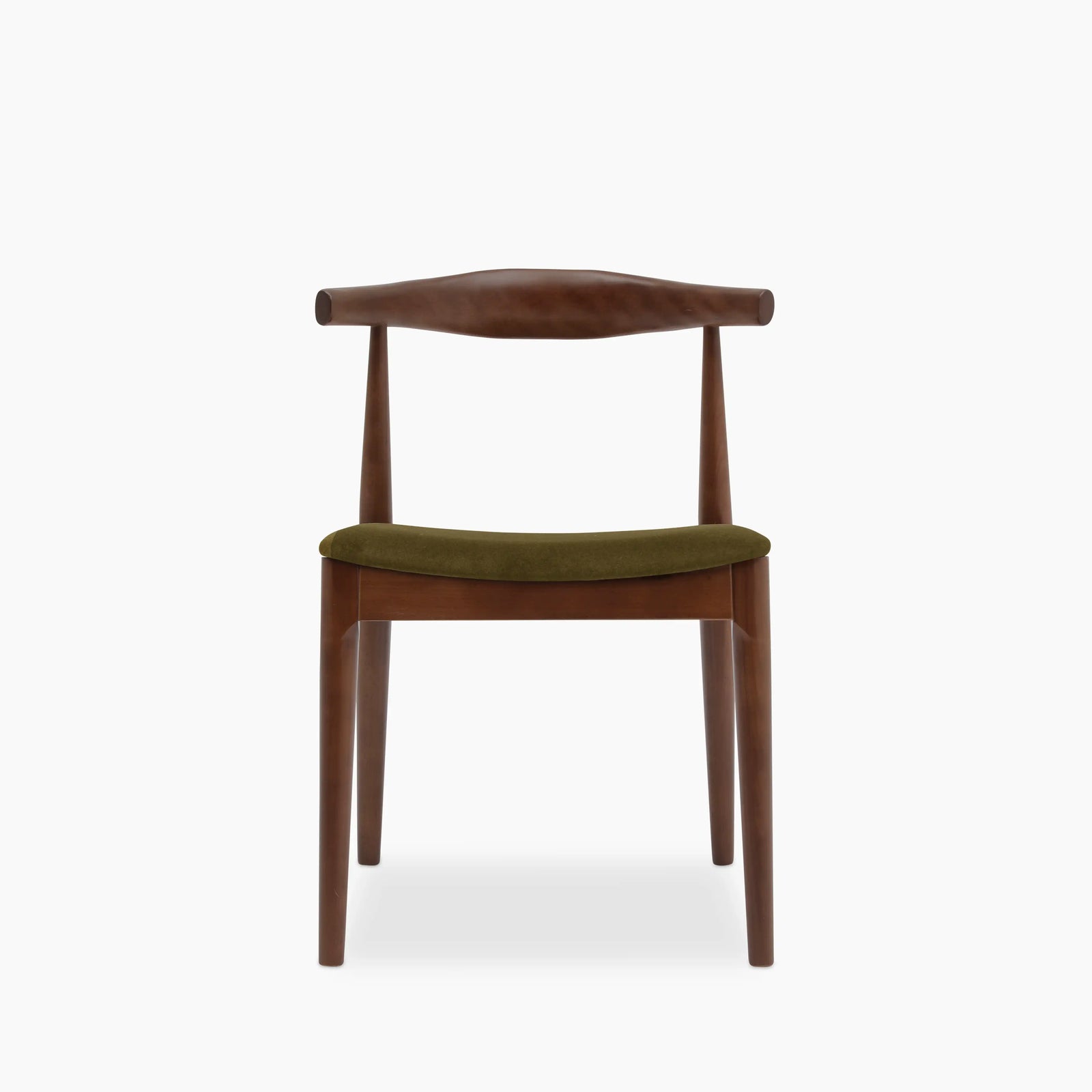 Aalborg Wooden Dining Chair | Moss Green Sustainable Mohair Velvet & Walnut