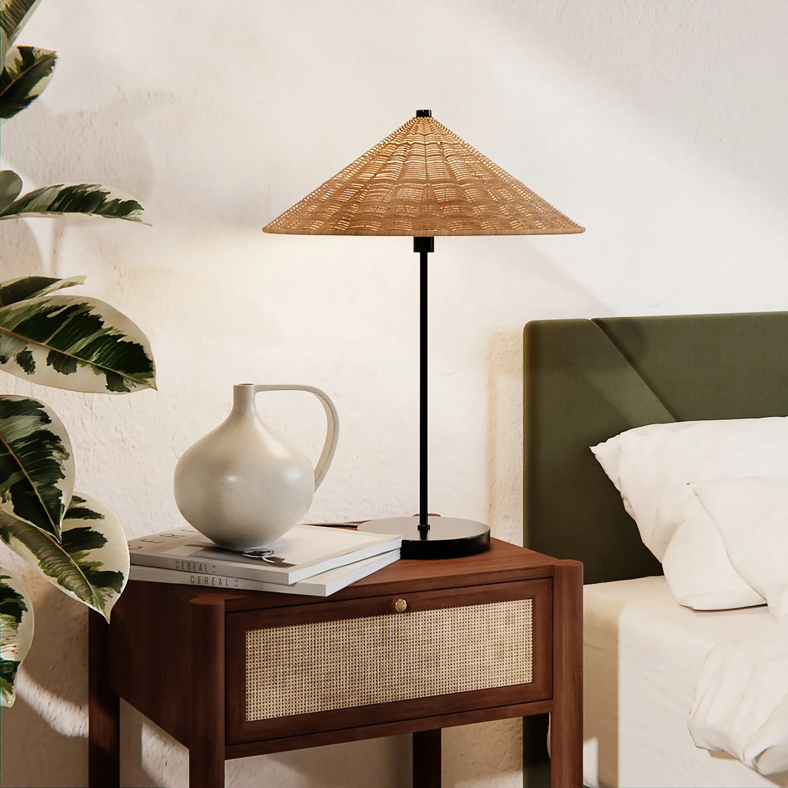 Francia Table Lamp | Rattan & Black