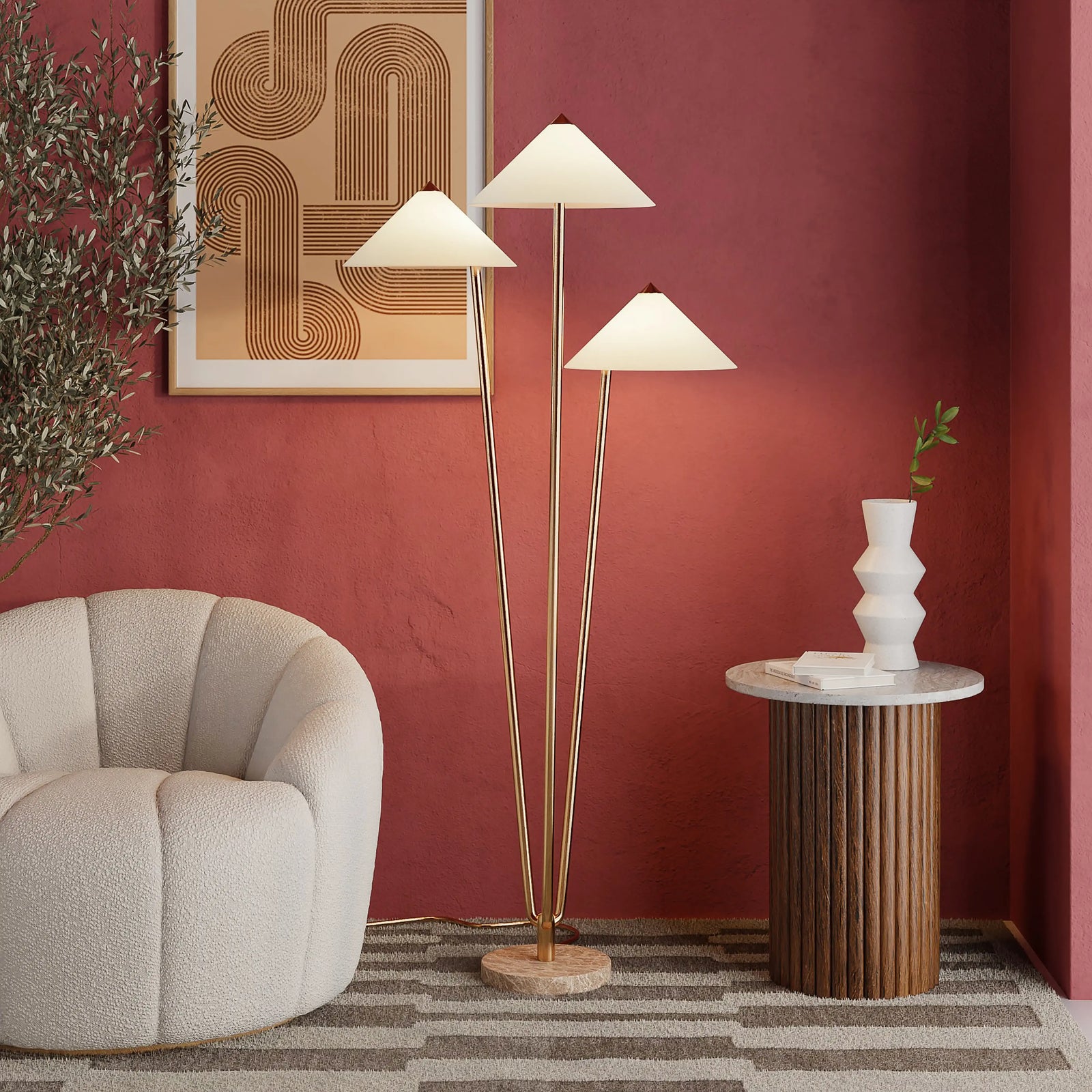 Chilton Floor Lamp | Natural & Brass