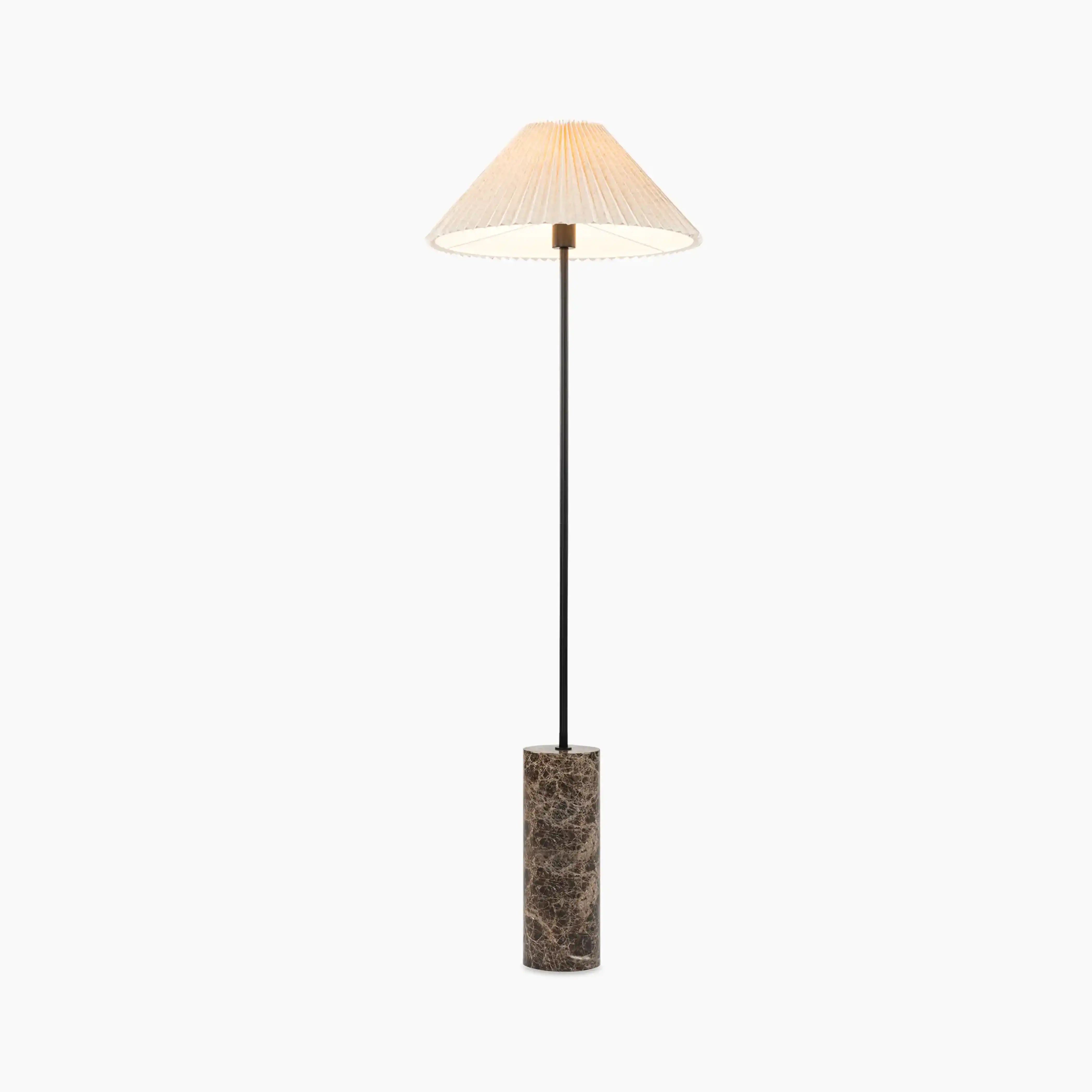 Danika Floor Lamp | Natural Linen & Brown Marble