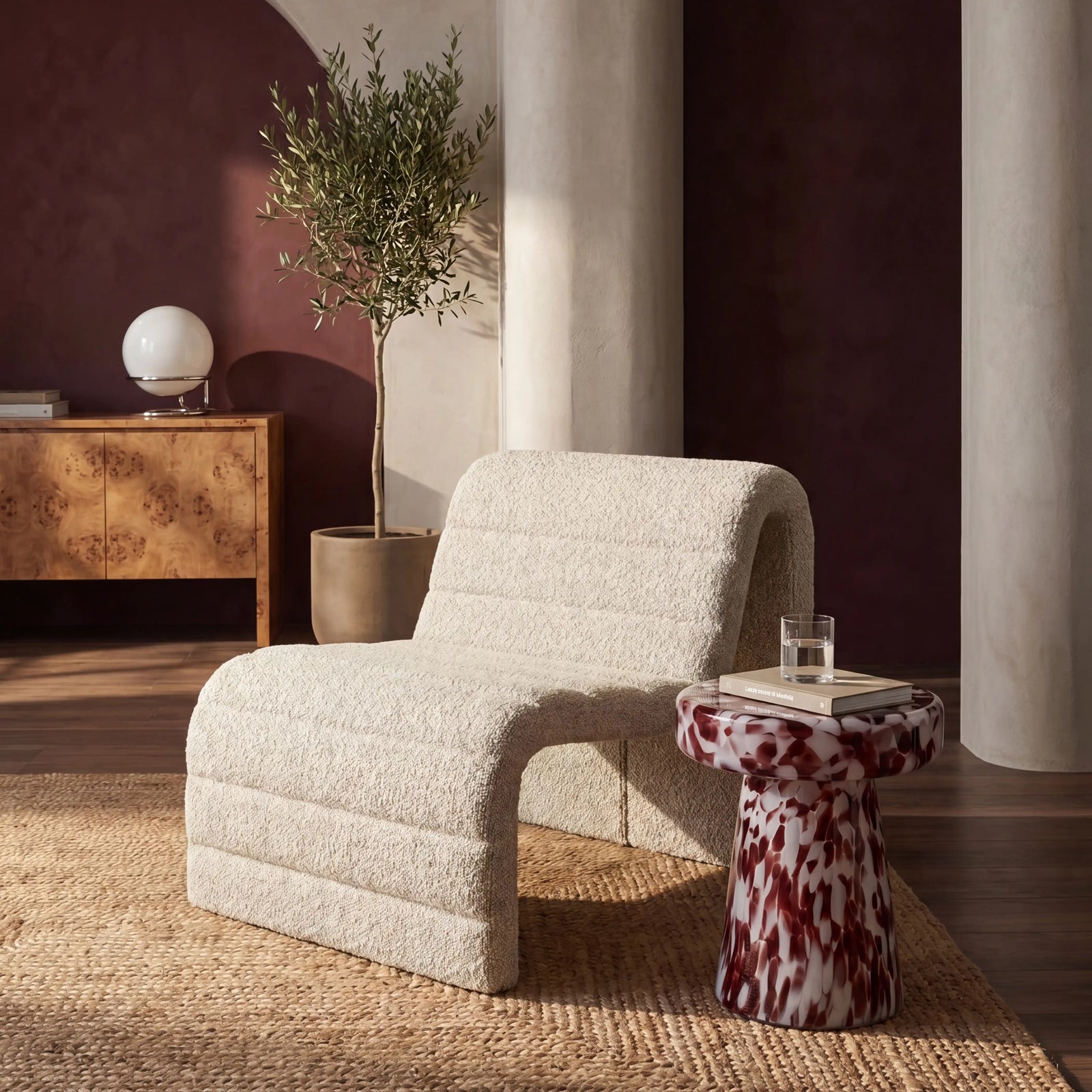 Lopez Accent Chair | Speckled Sustainable Stone Boucle
