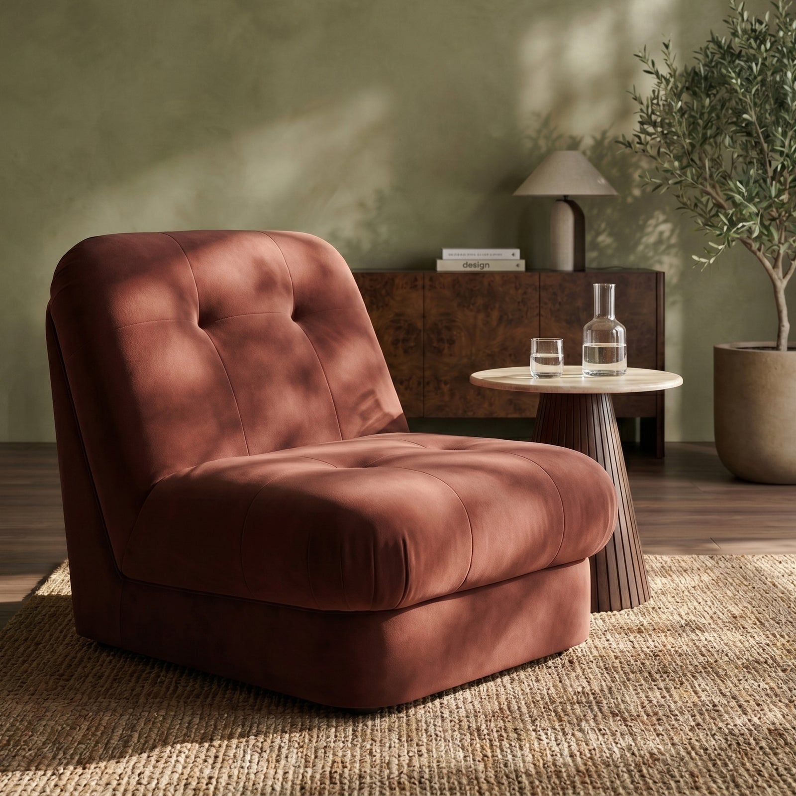 Lorena Armchair | Rust Red Sustainable Velvet