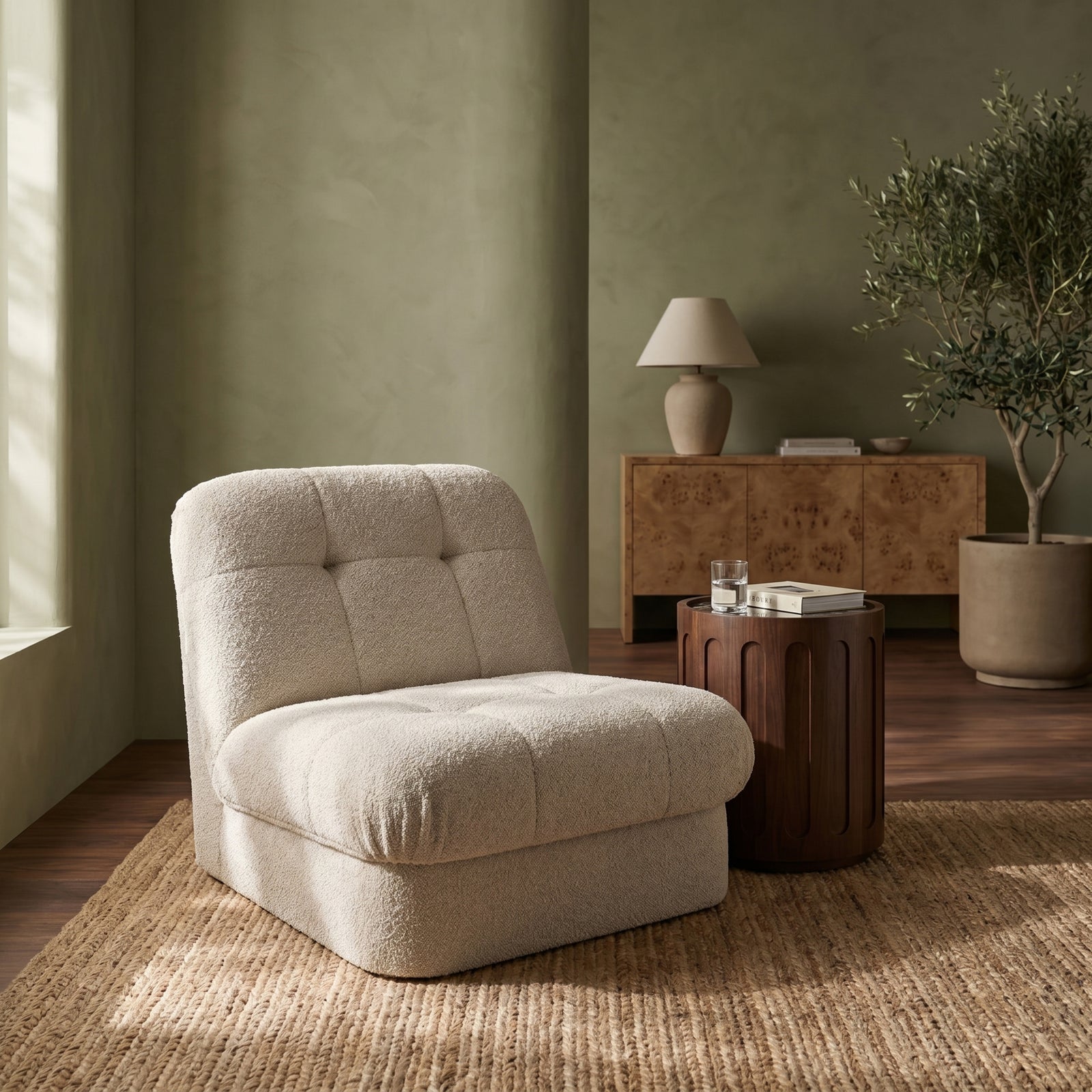 Lorena Armchair | Speckled Stone Sustainable Boucle