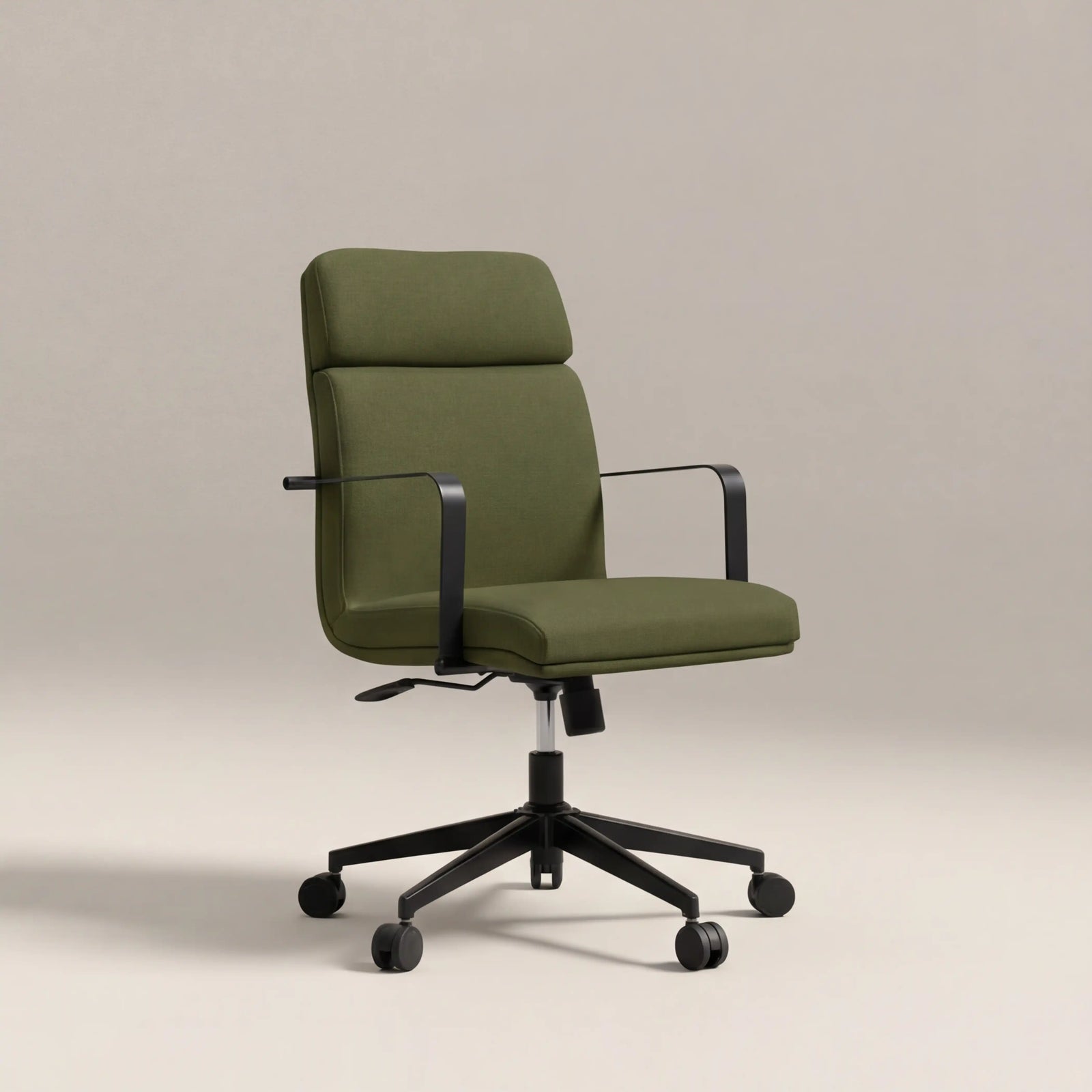 Blaire Office Chair | Olive Green Faux Leather & Black