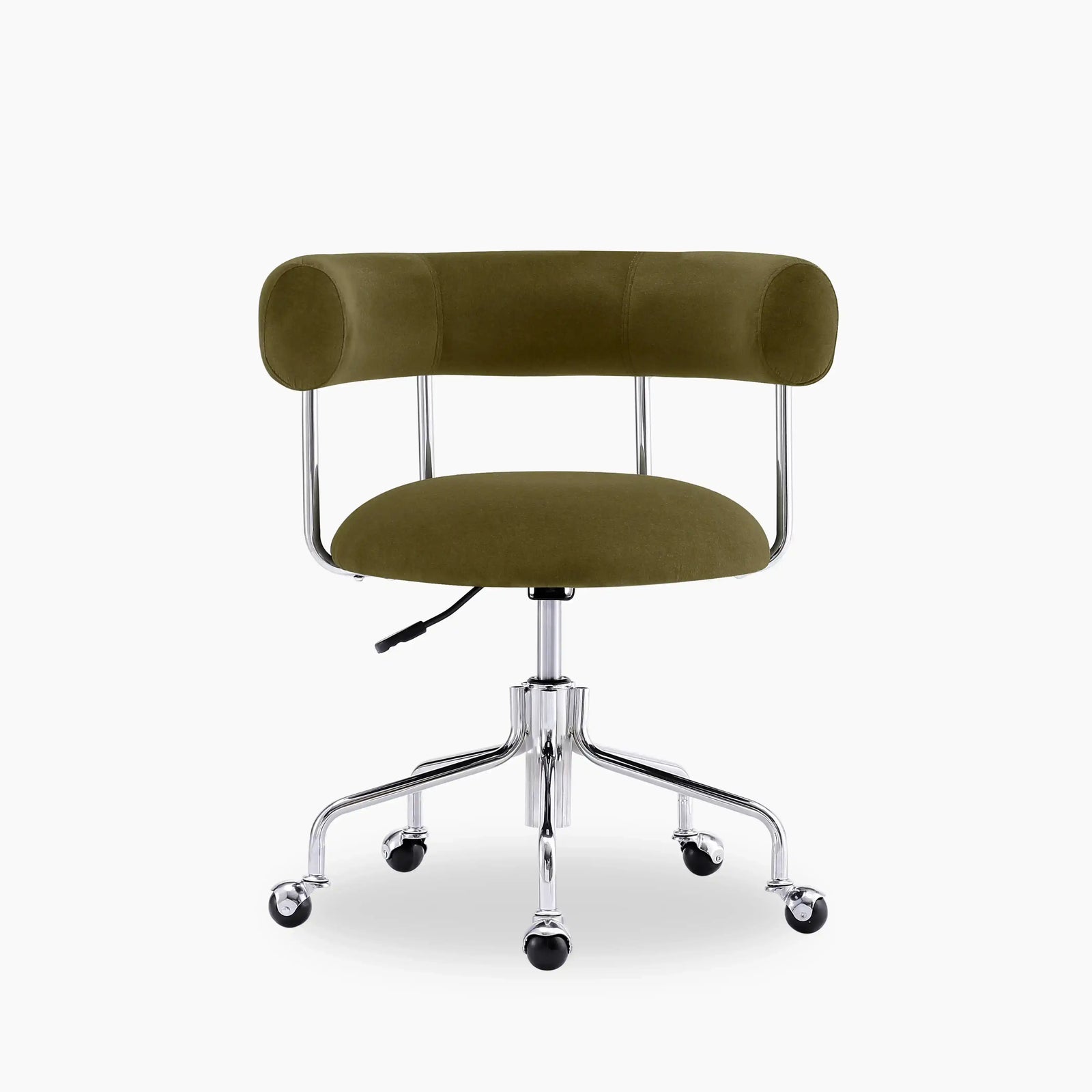 Rae Office Chair | Moss Green Sustainable Mohair Velvet & Chrome