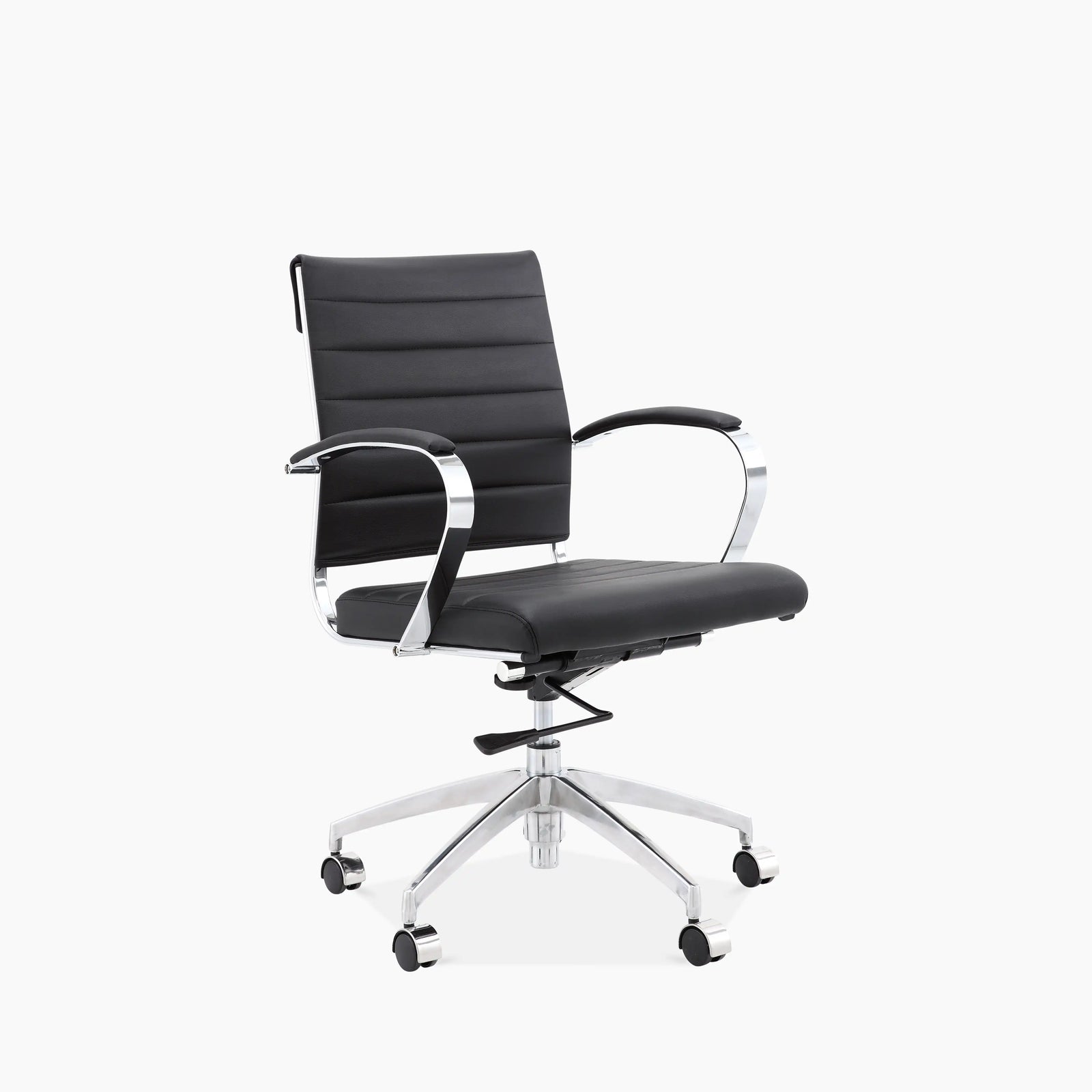 Deluxe Office Chair | Black Faux Leather & Chrome
