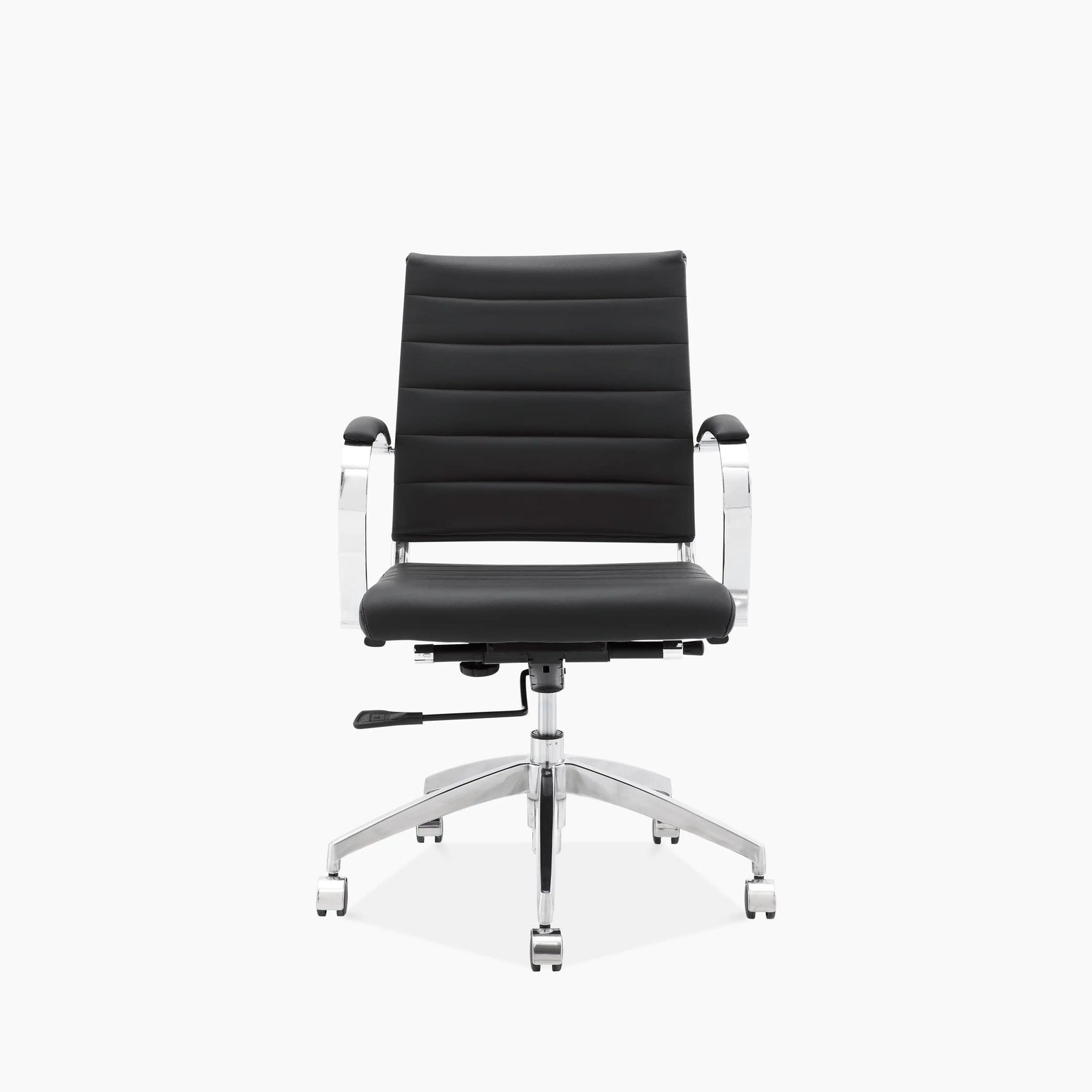 Deluxe Office Chair | Black Faux Leather & Chrome