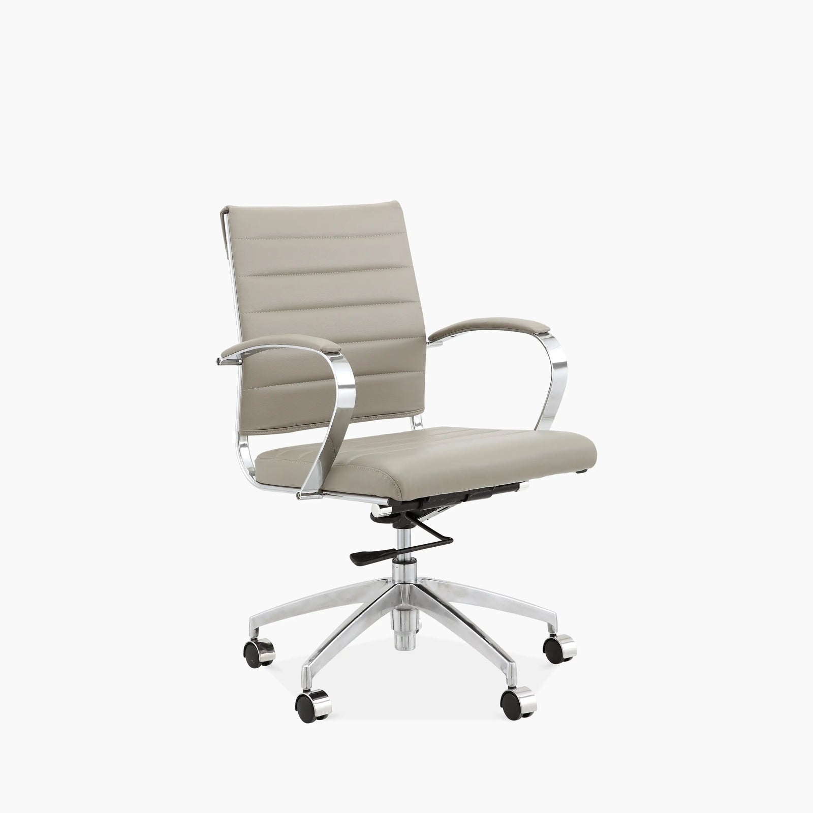 Deluxe Office Chair | Light Grey Faux Leather & Chrome