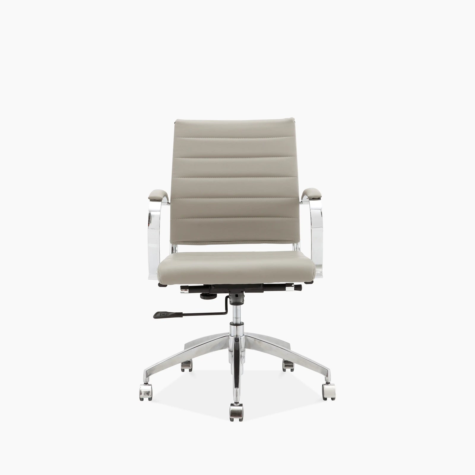 Deluxe Office Chair | Light Grey Faux Leather & Chrome
