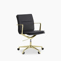 Bria Office Chair | Black Faux Leather & Brass