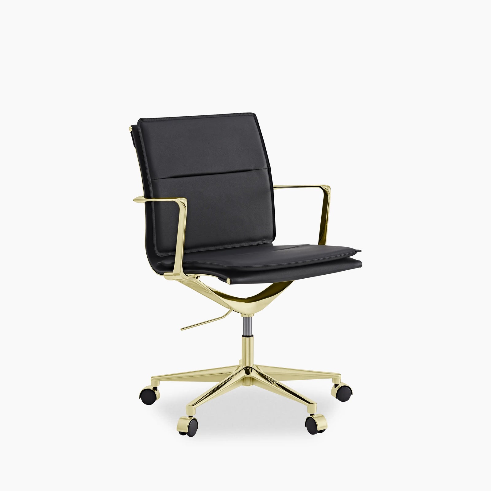 Bria Office Chair | Black Faux Leather & Brass