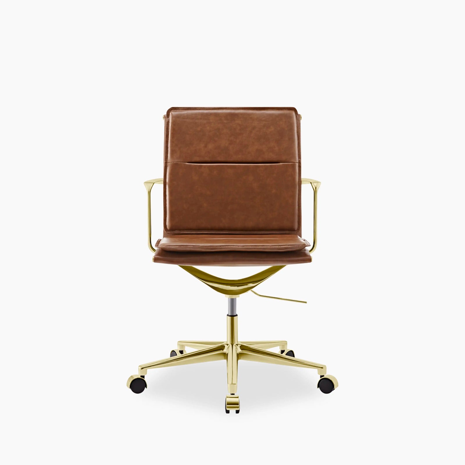 Bria Office Chair | Vintage Tan Faux Leather & Brass