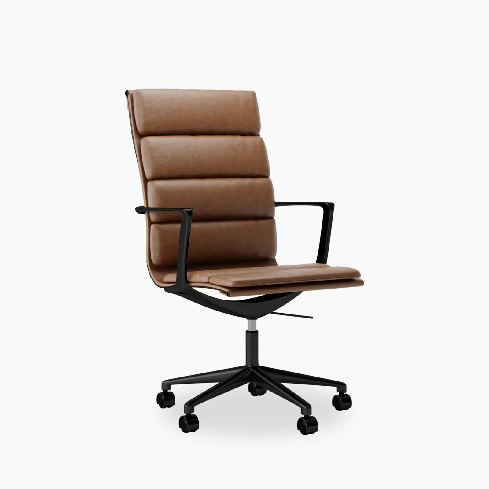 Urma High Back Office Chair | Vintage Tan Faux Leather & Black