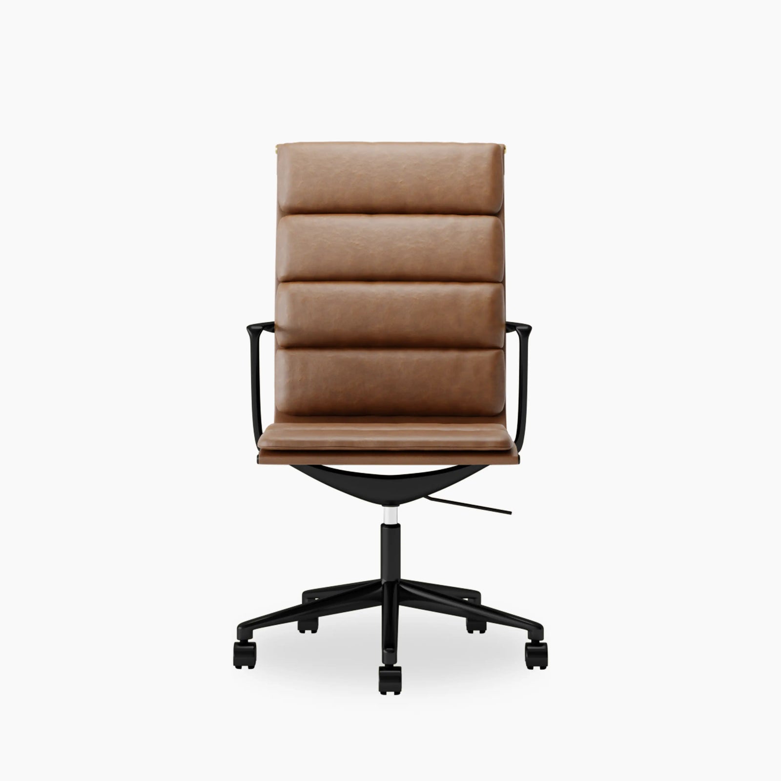 Urma High Back Office Chair | Vintage Tan Faux Leather & Black
