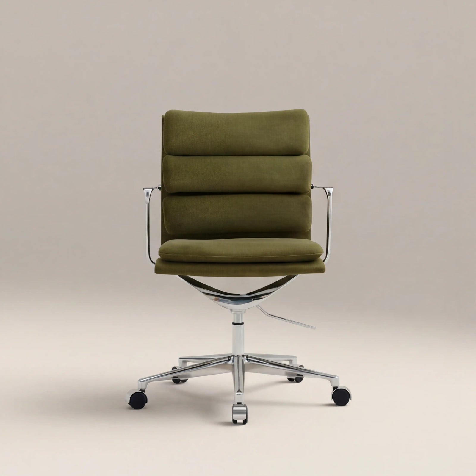 Urma Office Chair | Moss Green Sustainable Mohair Velvet & Chrome