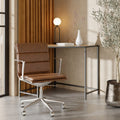 Urma Office Chair | Vintage Tan Faux Leather & Chrome
