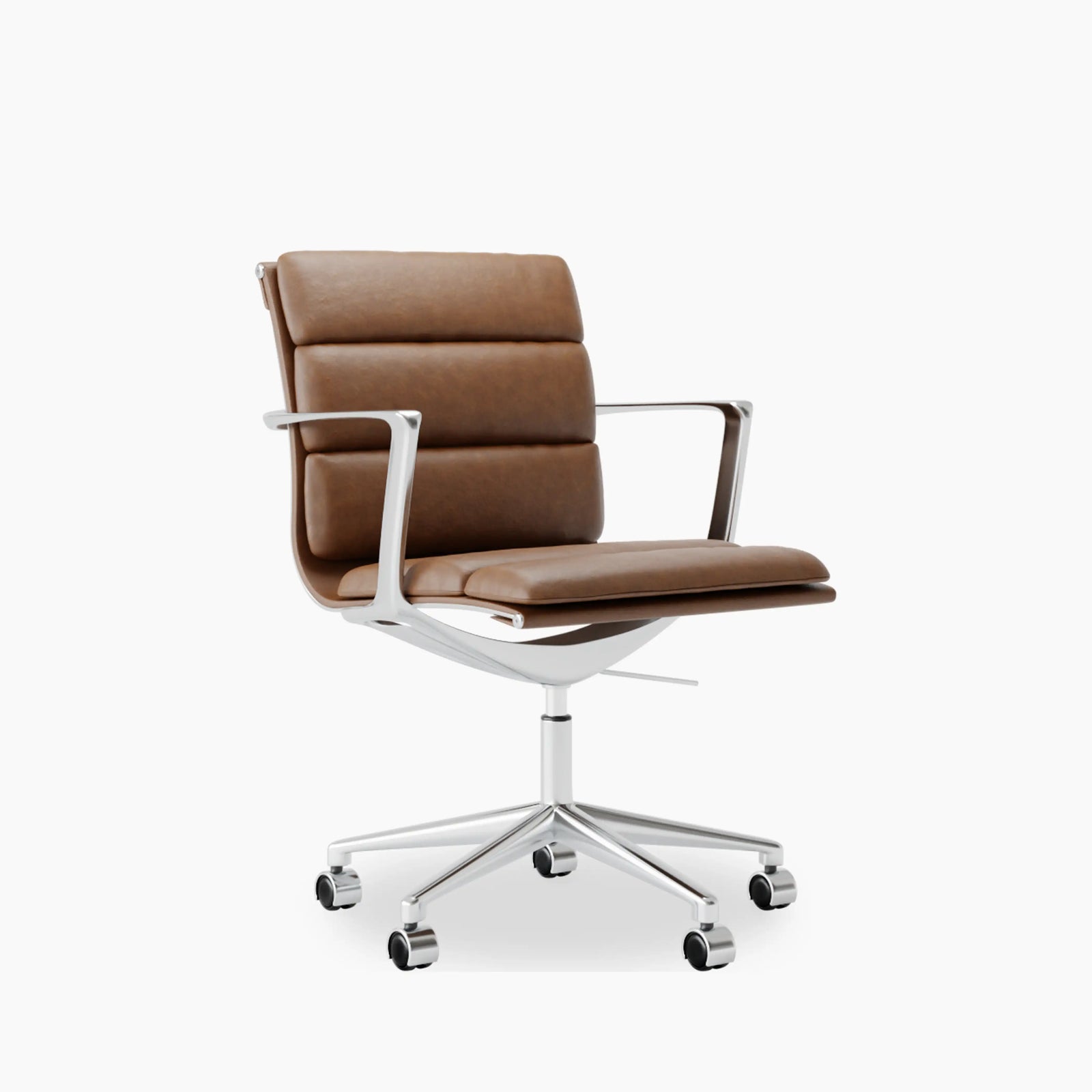 Urma Office Chair | Vintage Tan Faux Leather & Chrome