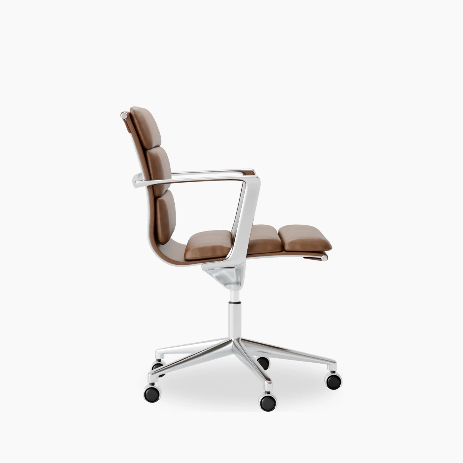 Urma Office Chair | Vintage Tan Faux Leather & Chrome