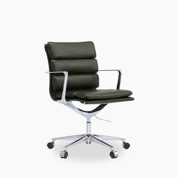 Urma Low Back Office Chair, Vintage Green Chrome Cult