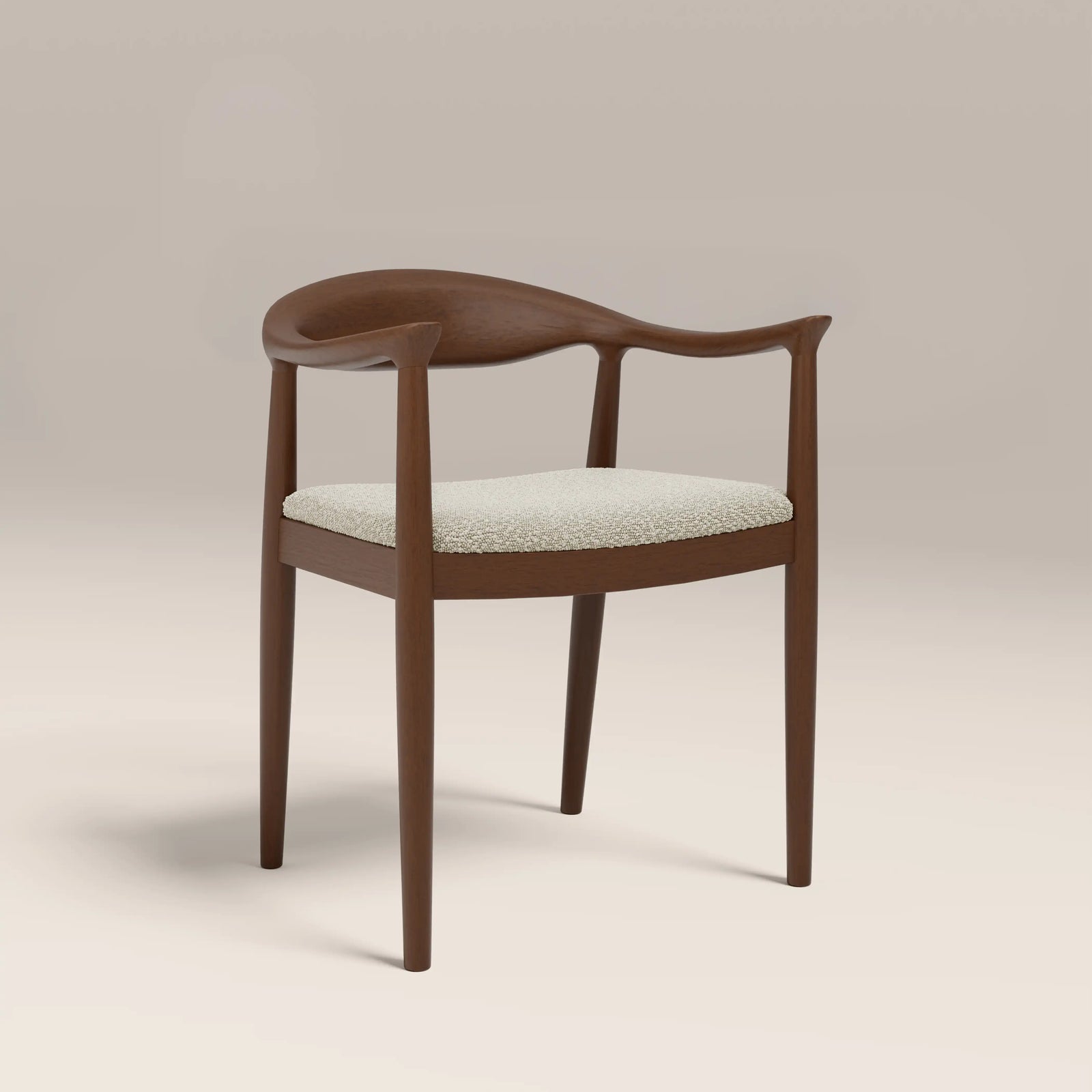 Luma Wooden Carver Dining Chair | Speckled Stone Sustainable Boucle & Walnut