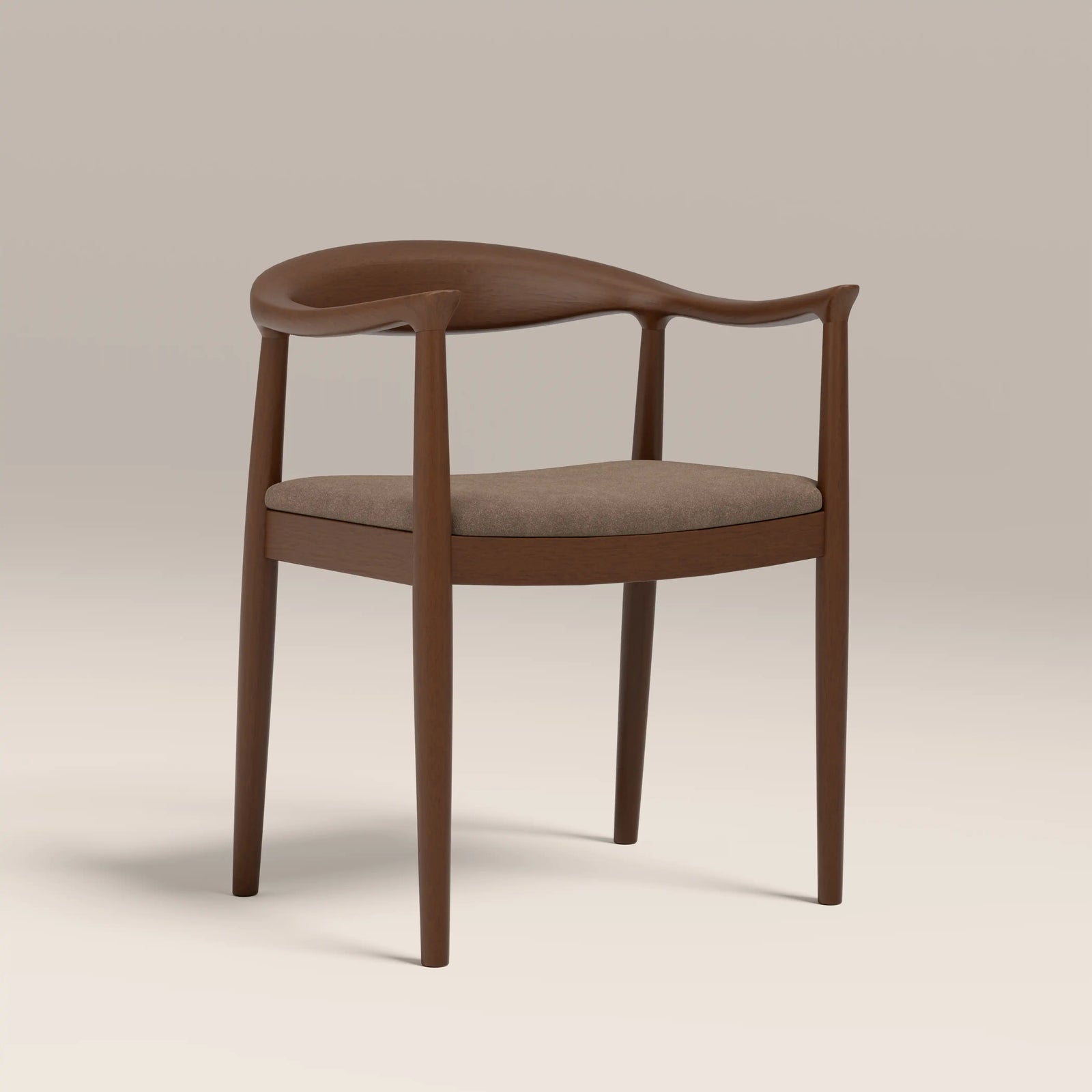 Luma Wooden Carver Dining Chair | Truffle Brown Sustainable Mohair Velvet & Walnut