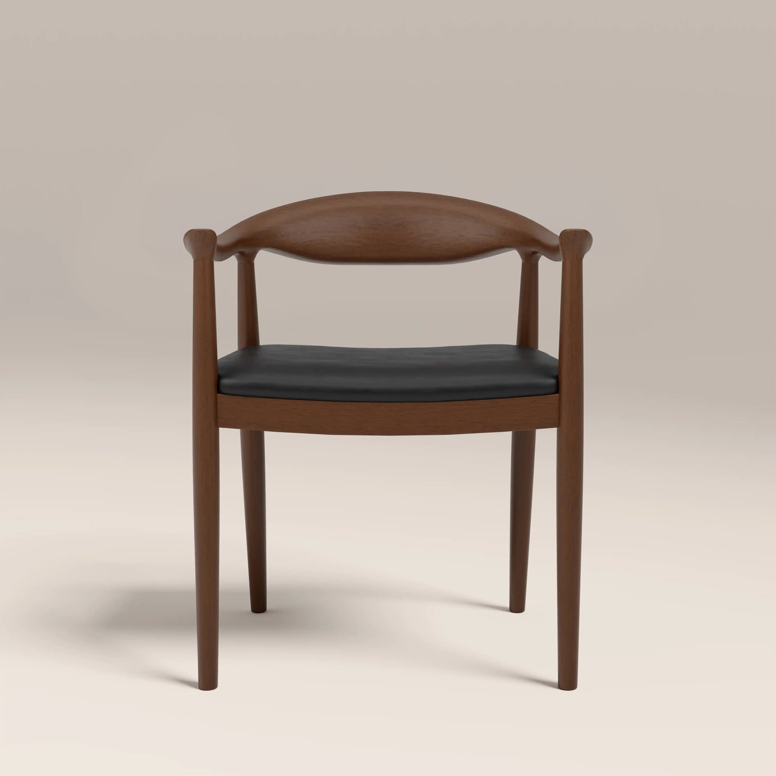 Luma Wooden Carver Dining Chair | Vintage Black Faux Leather & Walnut