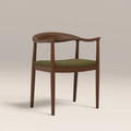 Luma Wooden Carver Dining Chair | Moss Green Sustainable Mohair Velvet & Walnut