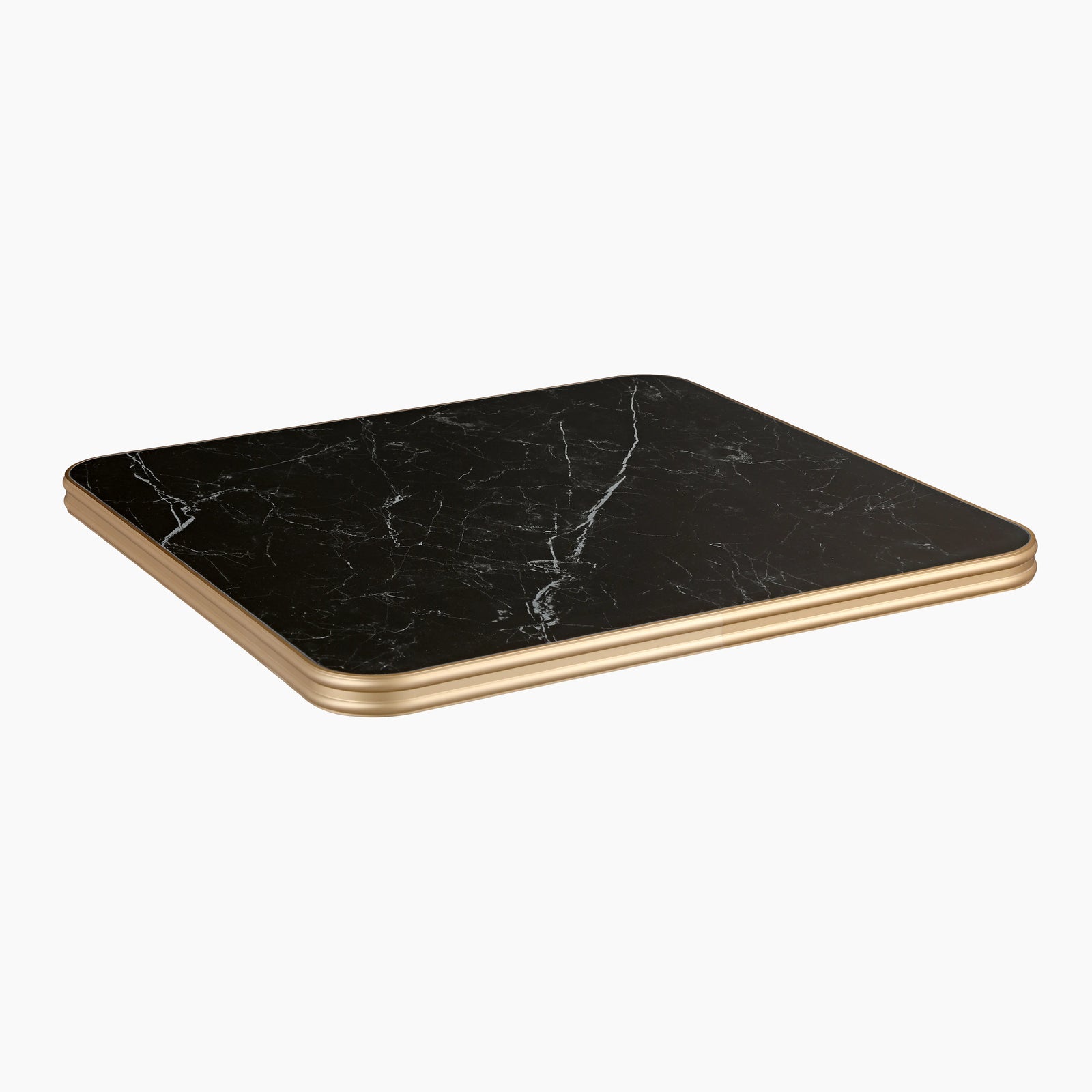 Delina Square Table Top | Black Sintered Stone & Brass