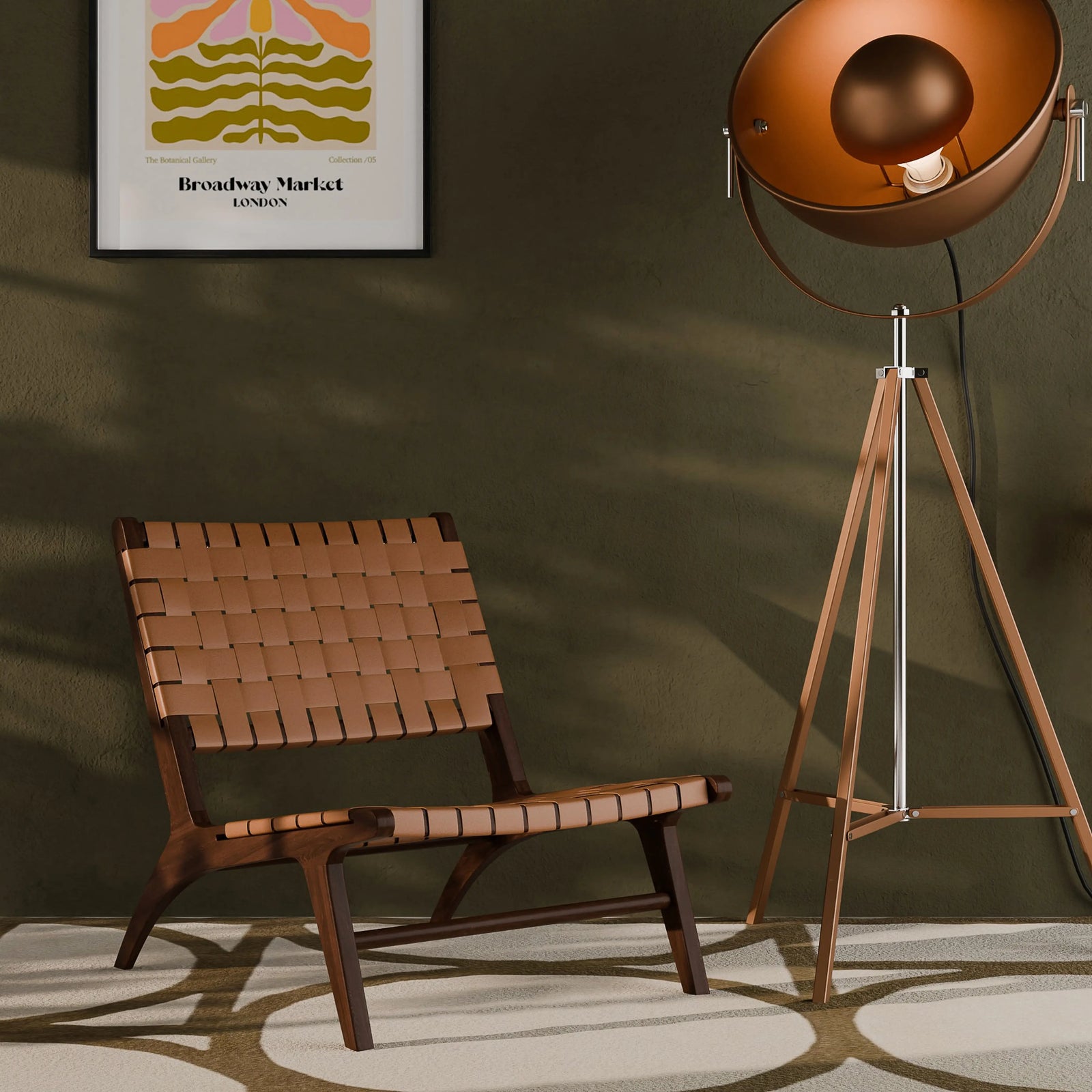 Ciarra Accent Chair | Tan Saddle Leather & Walnut
