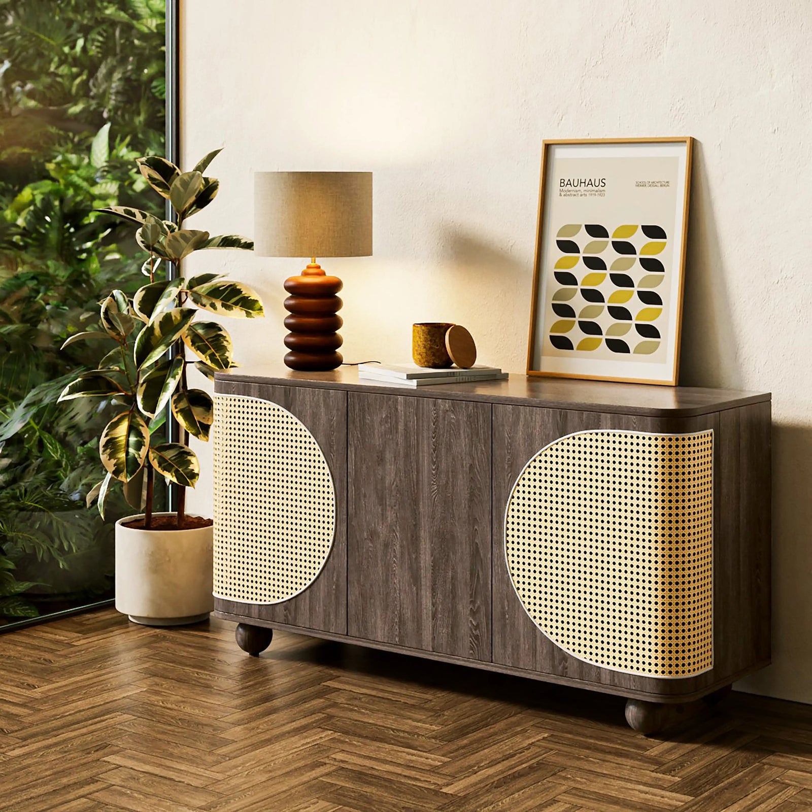 Una Wooden Large Sideboard | Walnut & Cane