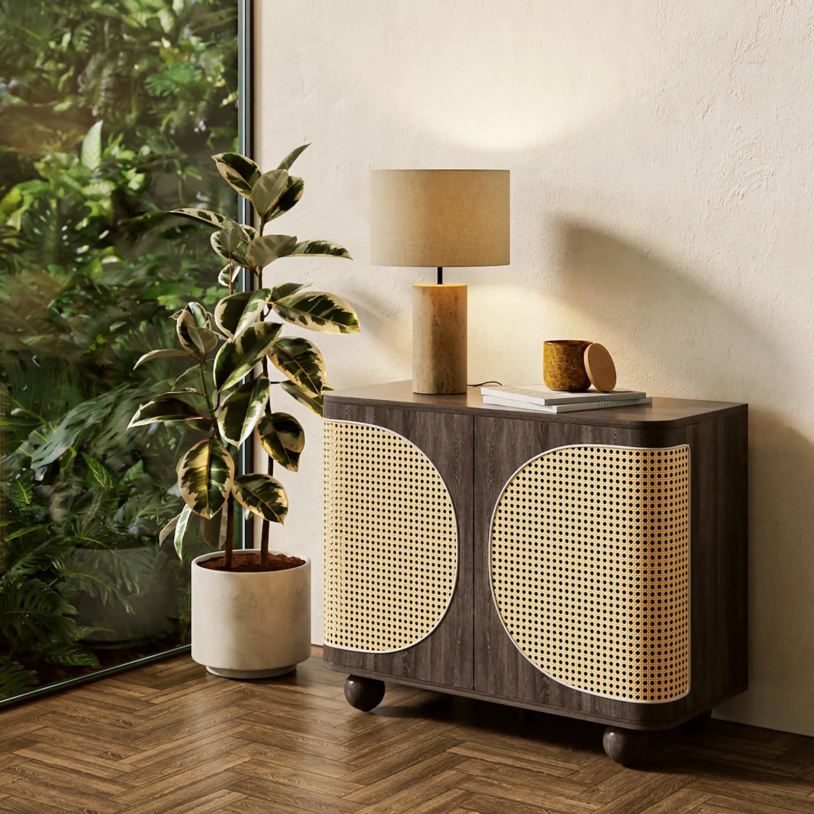 Una Wooden Sideboard | Walnut & Cane