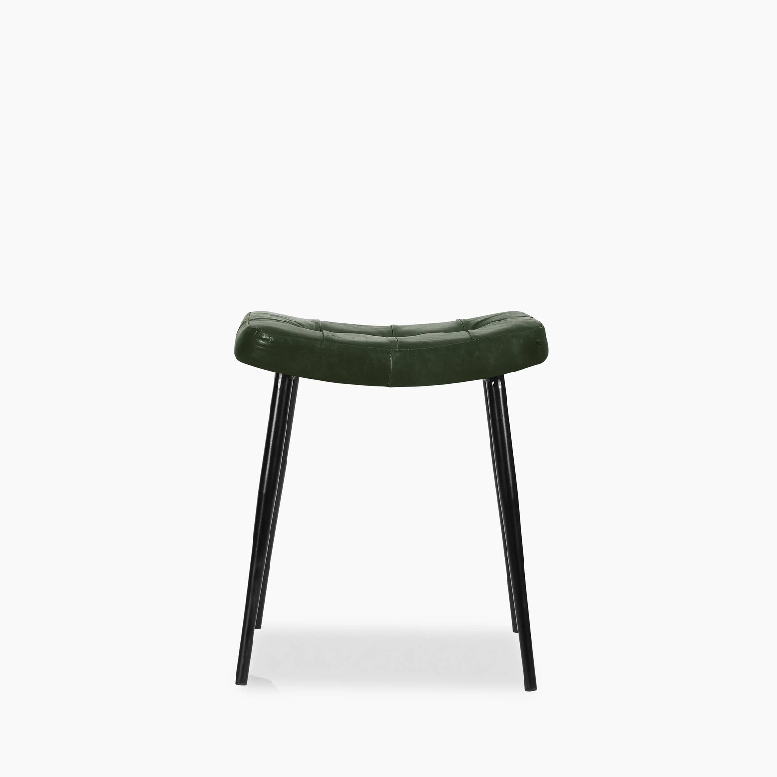 Utah Low Stool | Vintage Green Faux Leather & Black