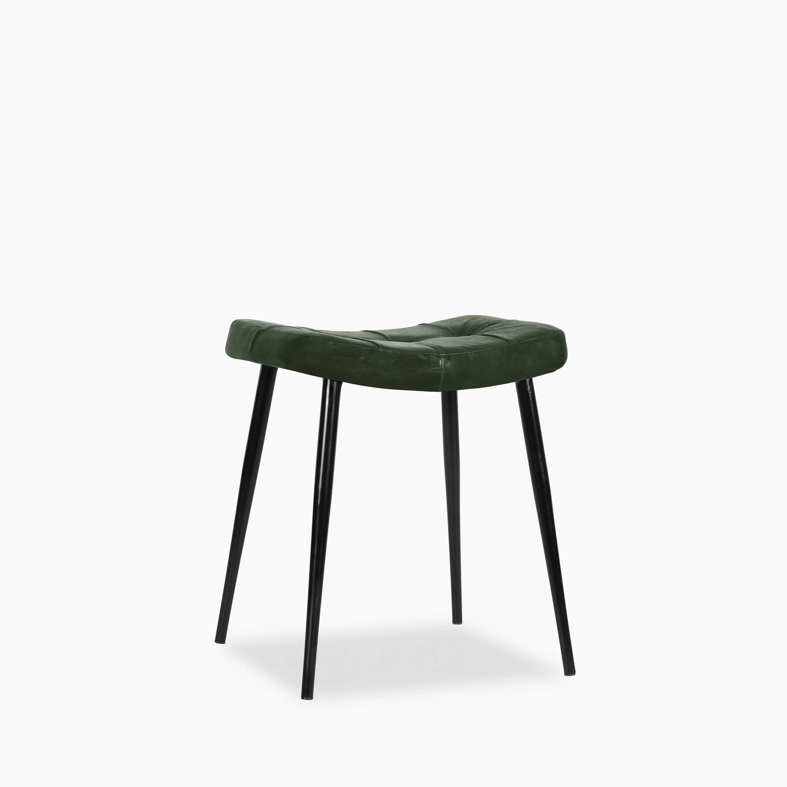 Utah Low Stool | Vintage Green Faux Leather & Black